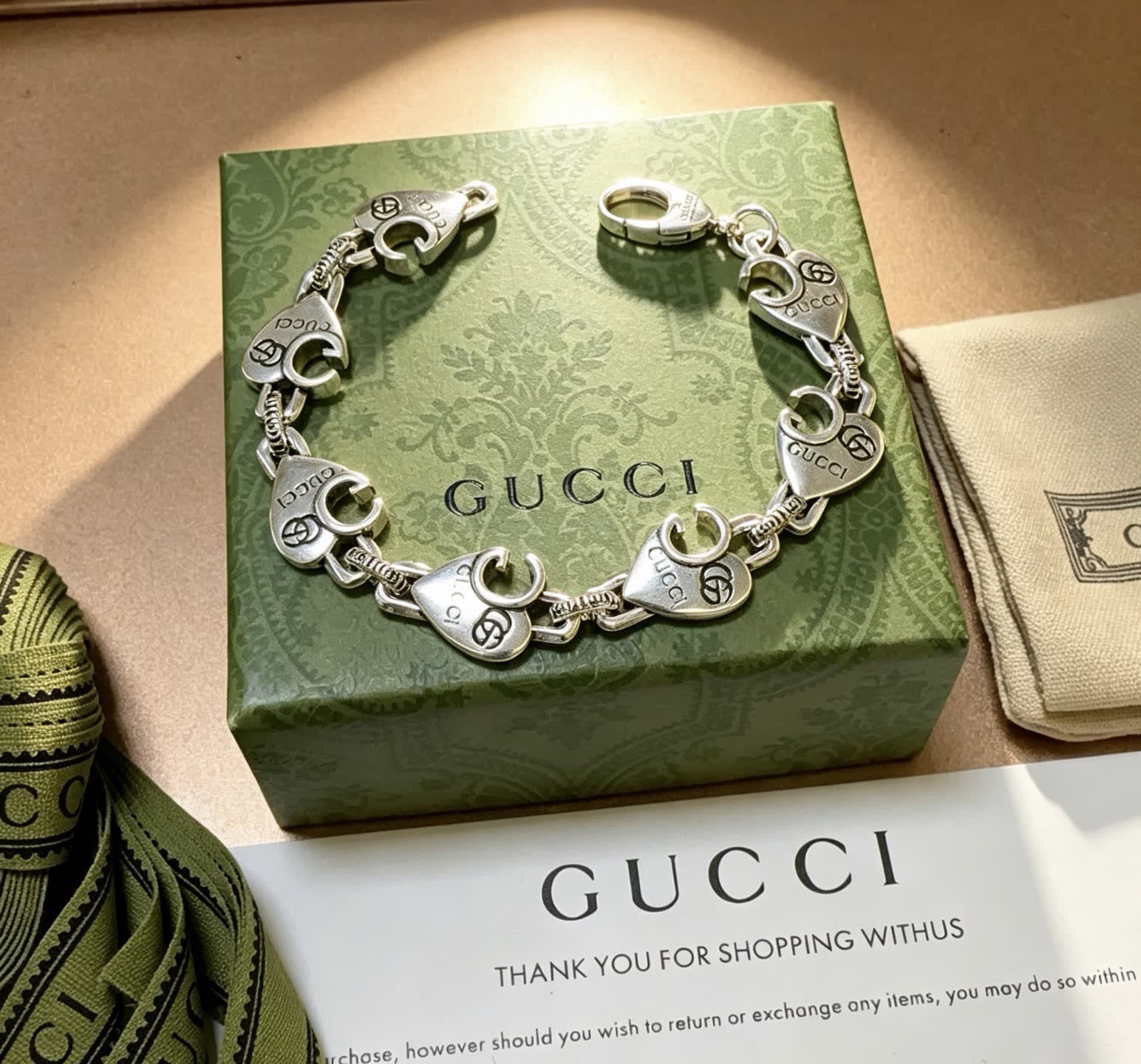 Gucci Sterling Silver Interlocking G Bracelet