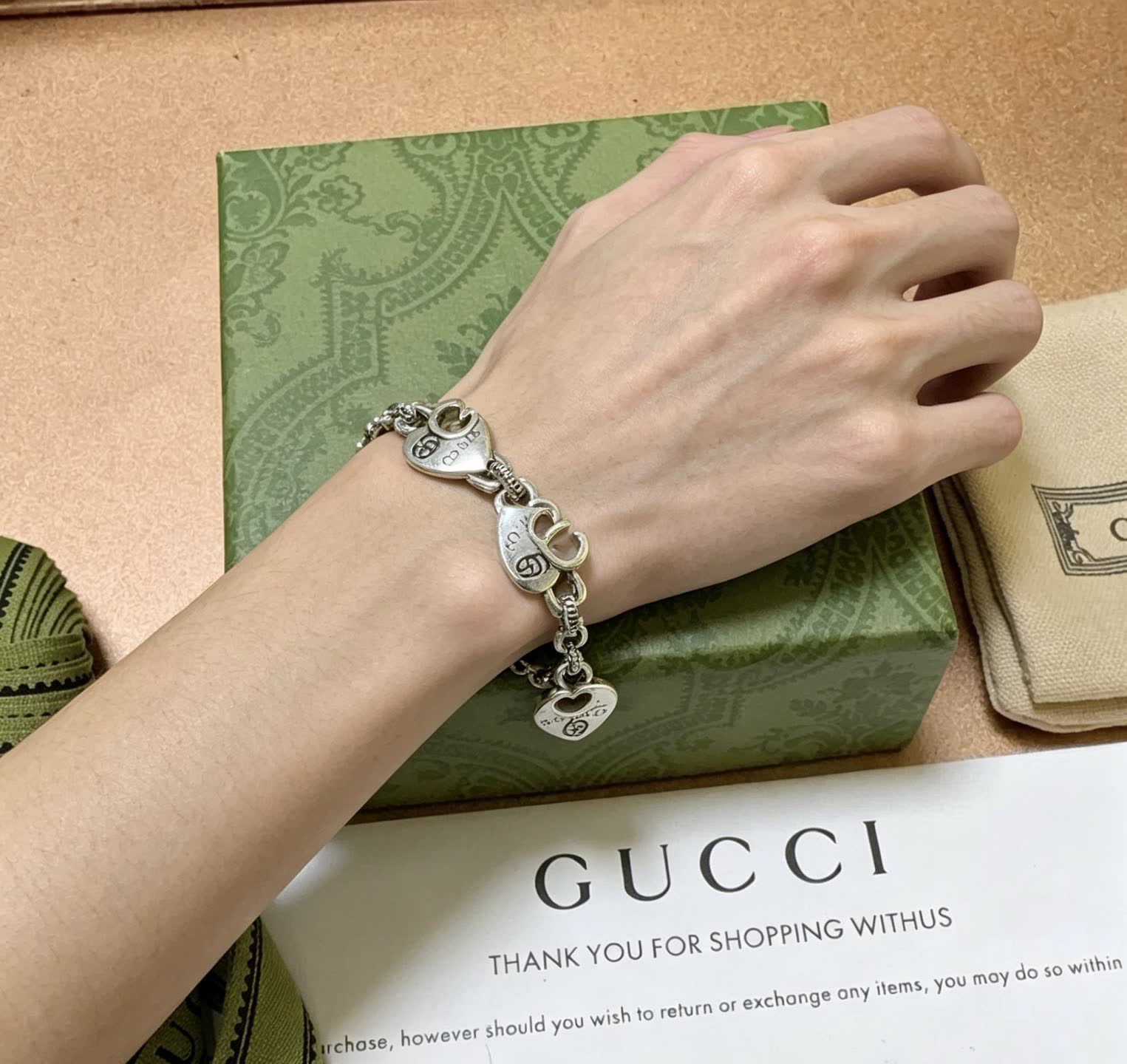 Gucci Sterling Silver Interlocking G Bracelet