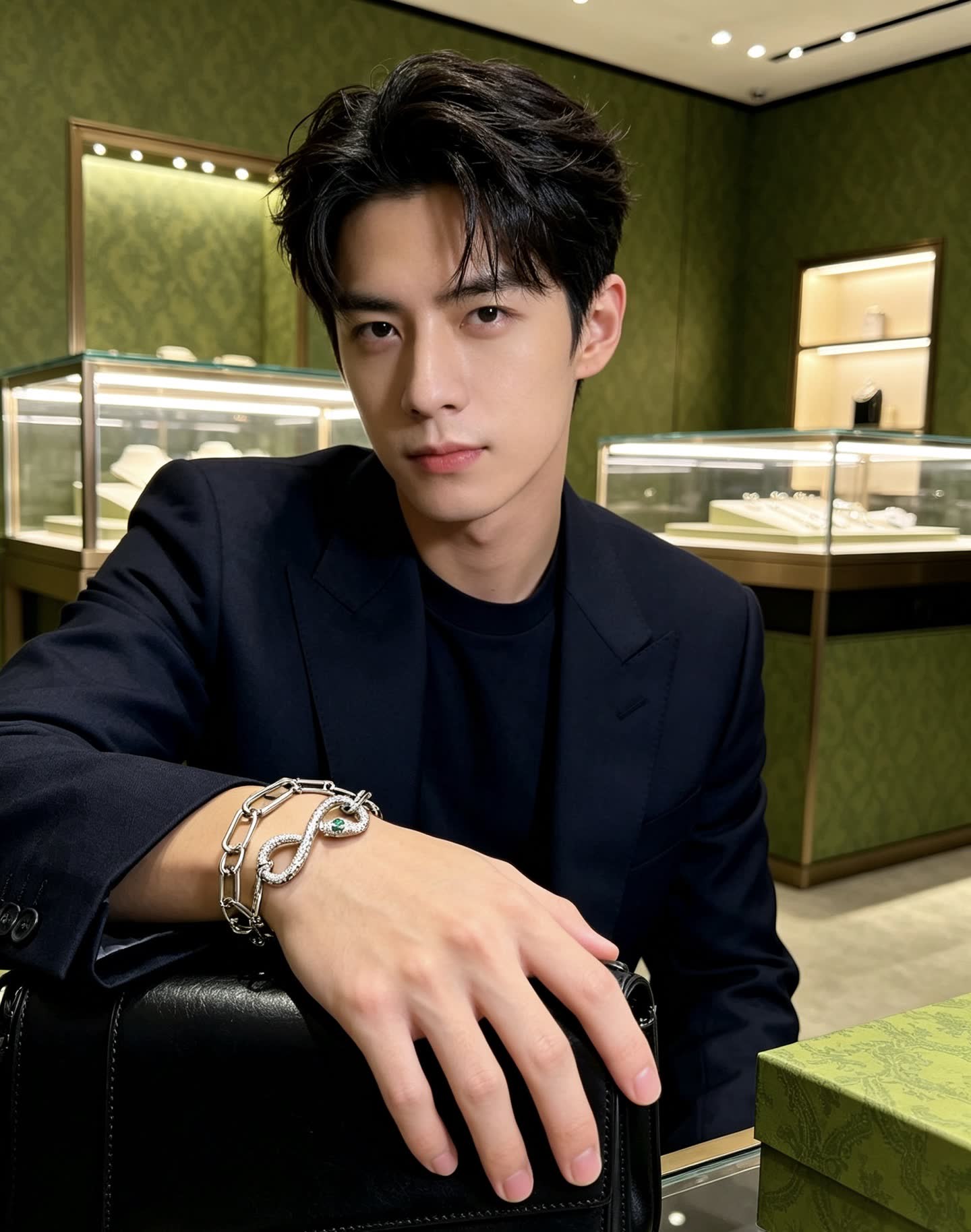 Gucci Silver Chain Bracelet with Snake Charm
