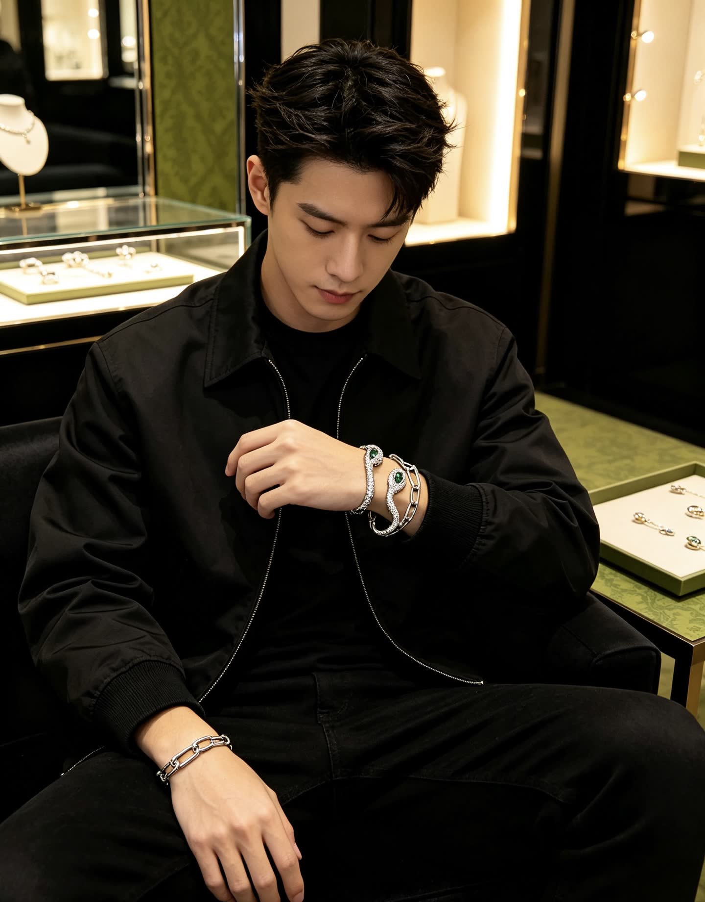 Gucci Silver Chain Bracelet with Snake Charm