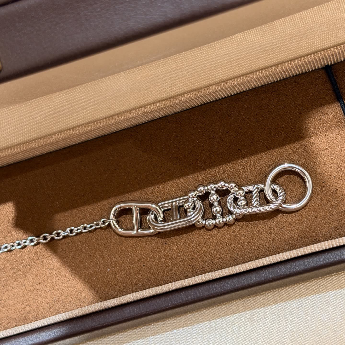 Hermes Silver Chain Bracelet with Toggle Clasp