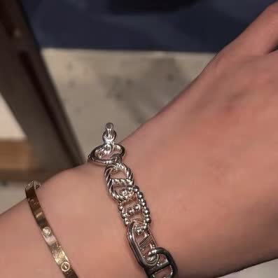 Hermes Silver Chain Bracelet with Toggle Clasp