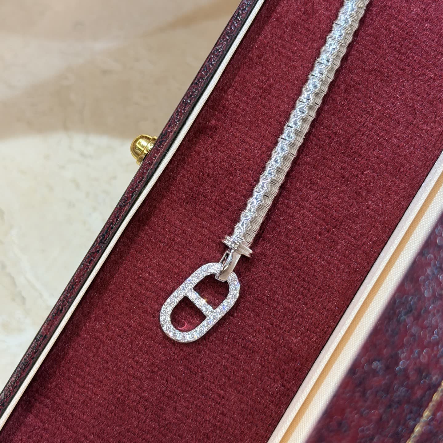 Hermes Hermès Silver Bracelet with Diamond Clasp