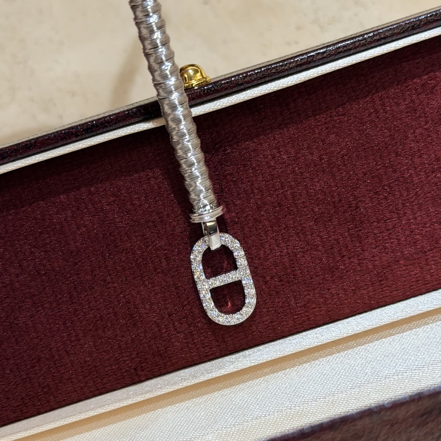 Hermes Hermès Silver Bracelet with Diamond Clasp