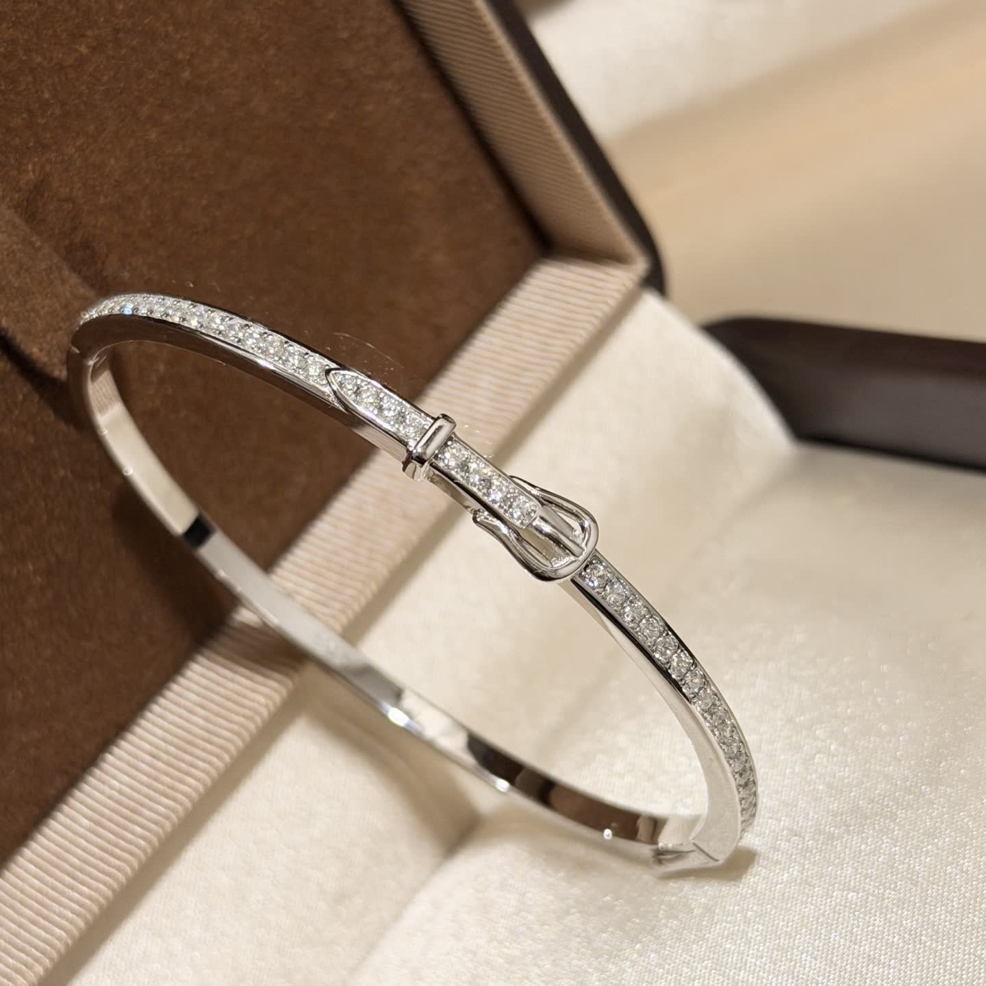 Hermes Silver Diamond Buckle Bracelet Hermes Silver Diamond Buckle Bracelet