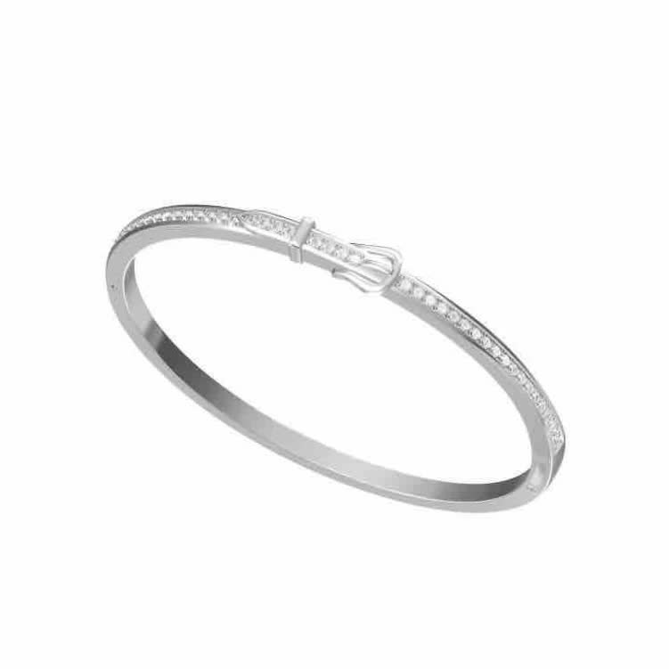 Hermes Silver Diamond Buckle Bracelet