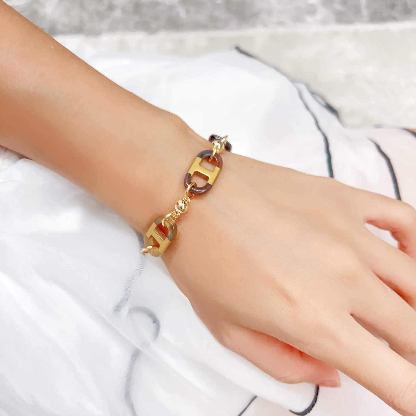 Hermes Hermès Paris Gold & Silver Chain Bracelet
