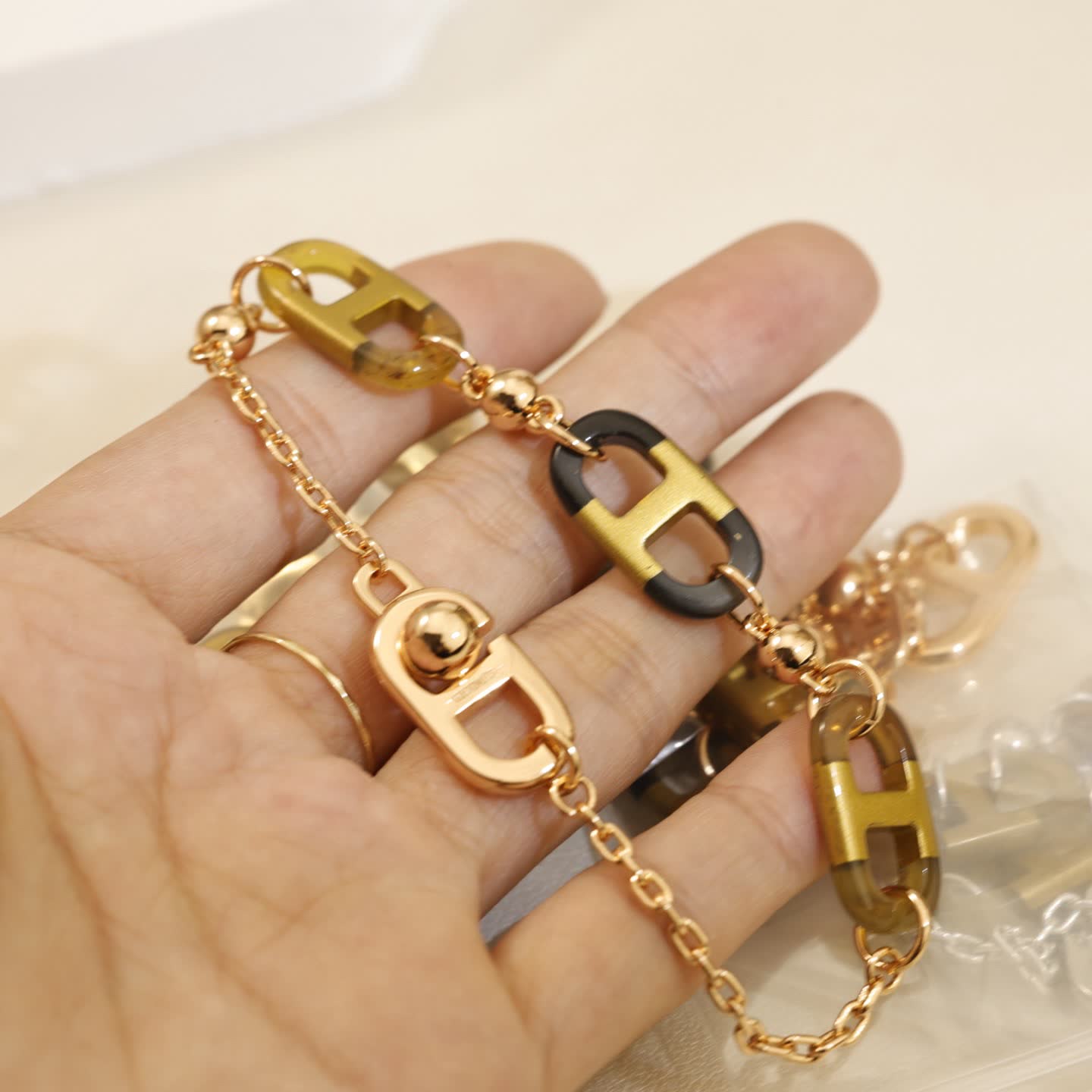 Hermes Hermès Paris Gold & Silver Chain Bracelet