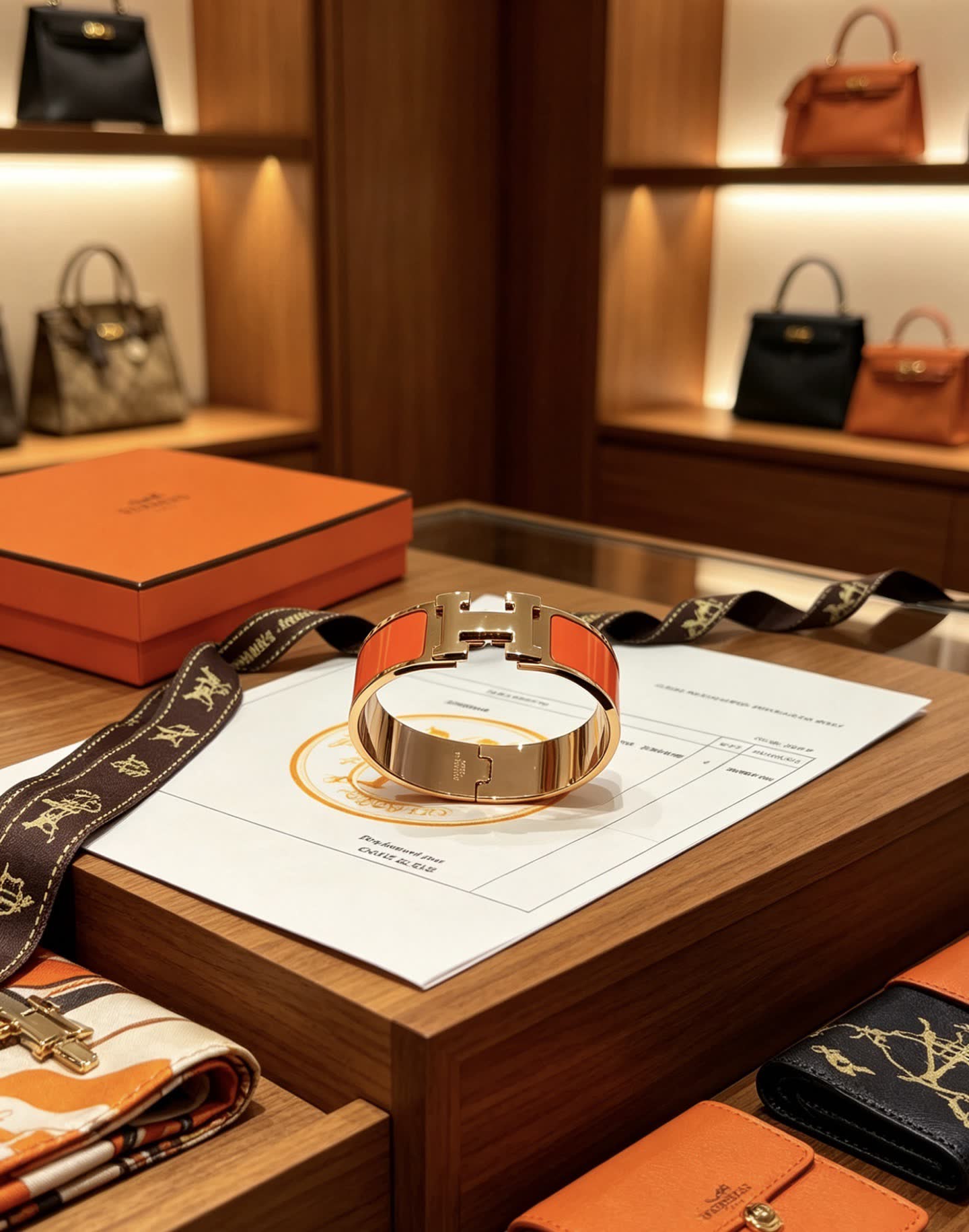 Hermes Hermès Orange and Gold H Bracelet Hermes Hermès Orange and Gold H Bracelet