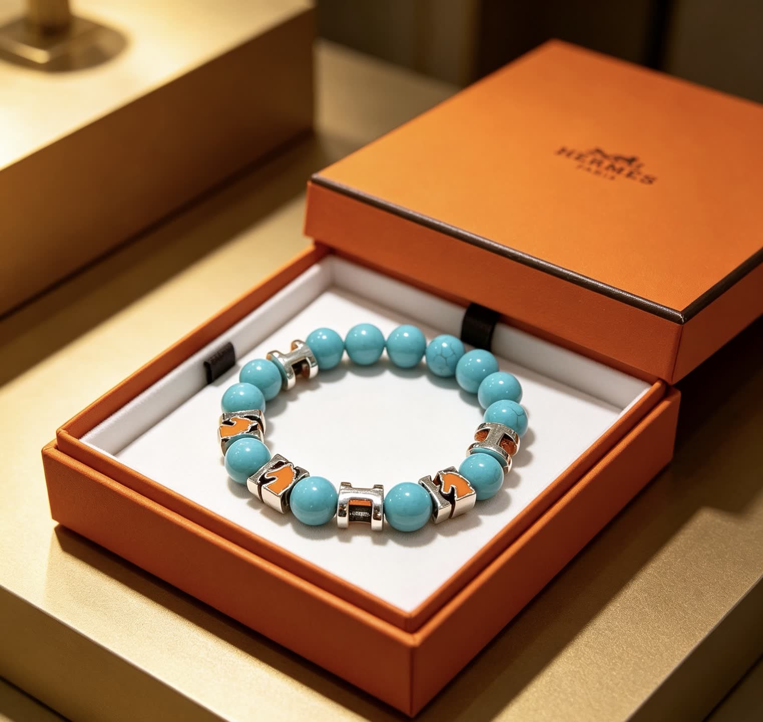 Hermes Hermès Turquoise Beaded Bracelet Hermes Hermès Turquoise Beaded Bracelet
