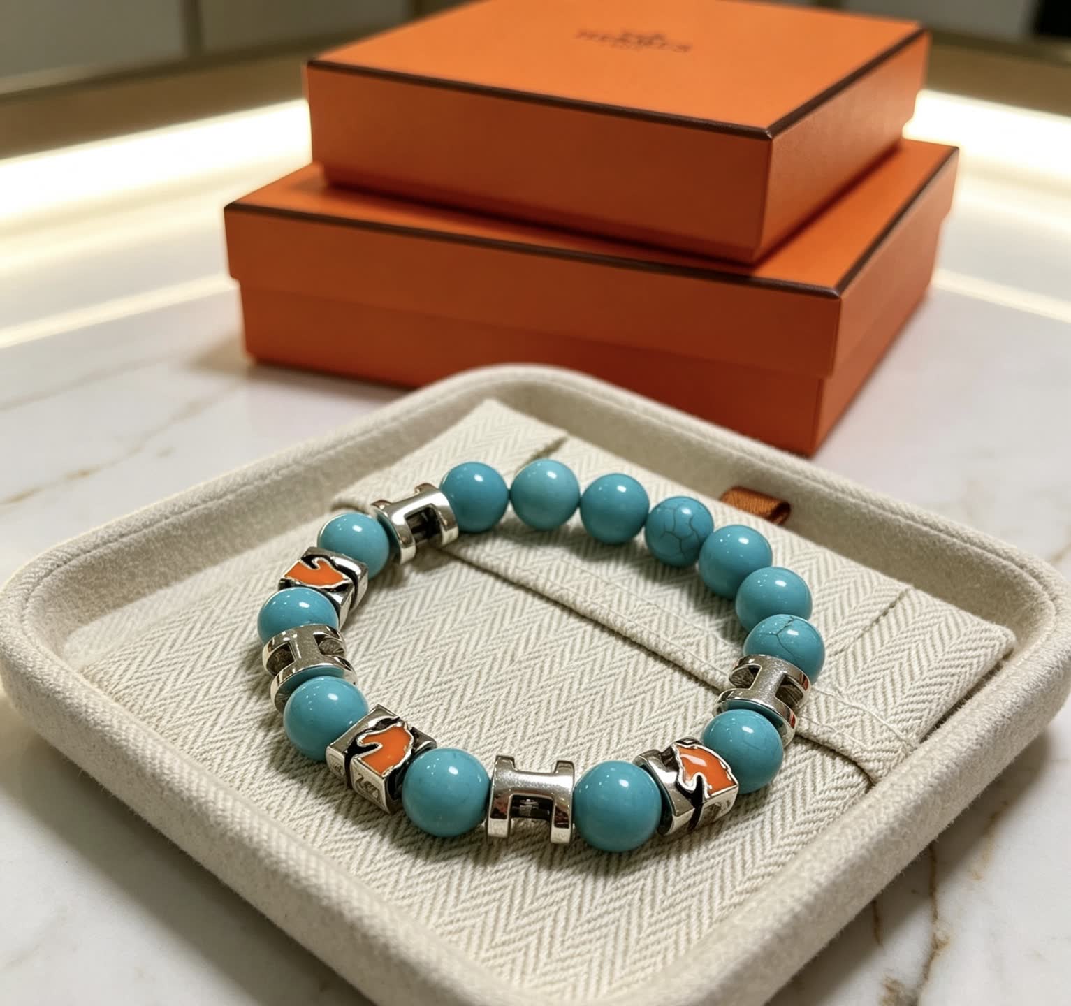 Hermes Hermès Turquoise Beaded Bracelet