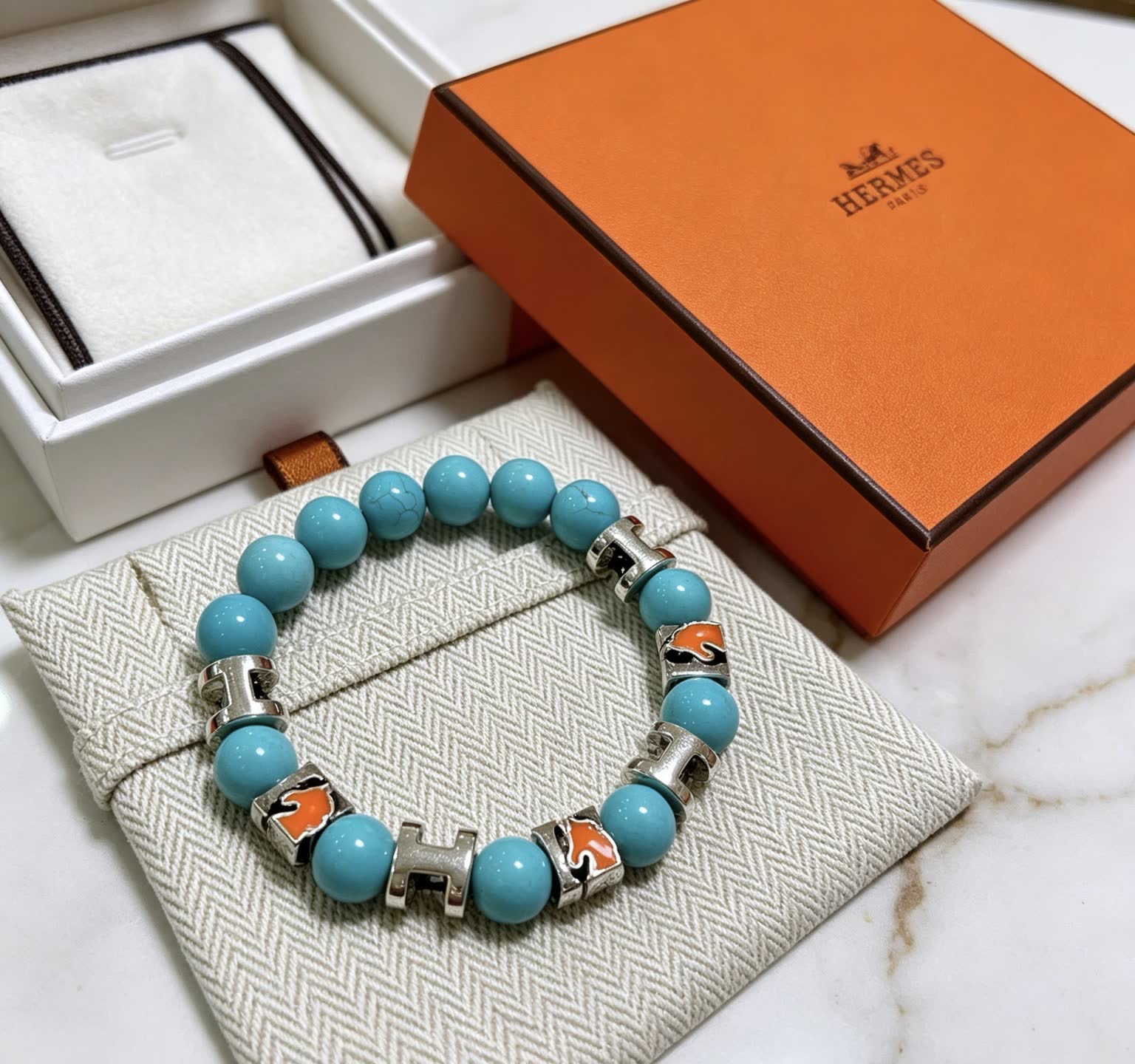Hermes Hermès Turquoise Beaded Bracelet