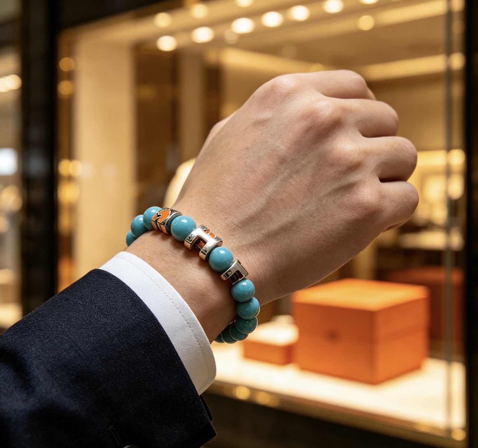 Hermes Hermès Turquoise Beaded Bracelet