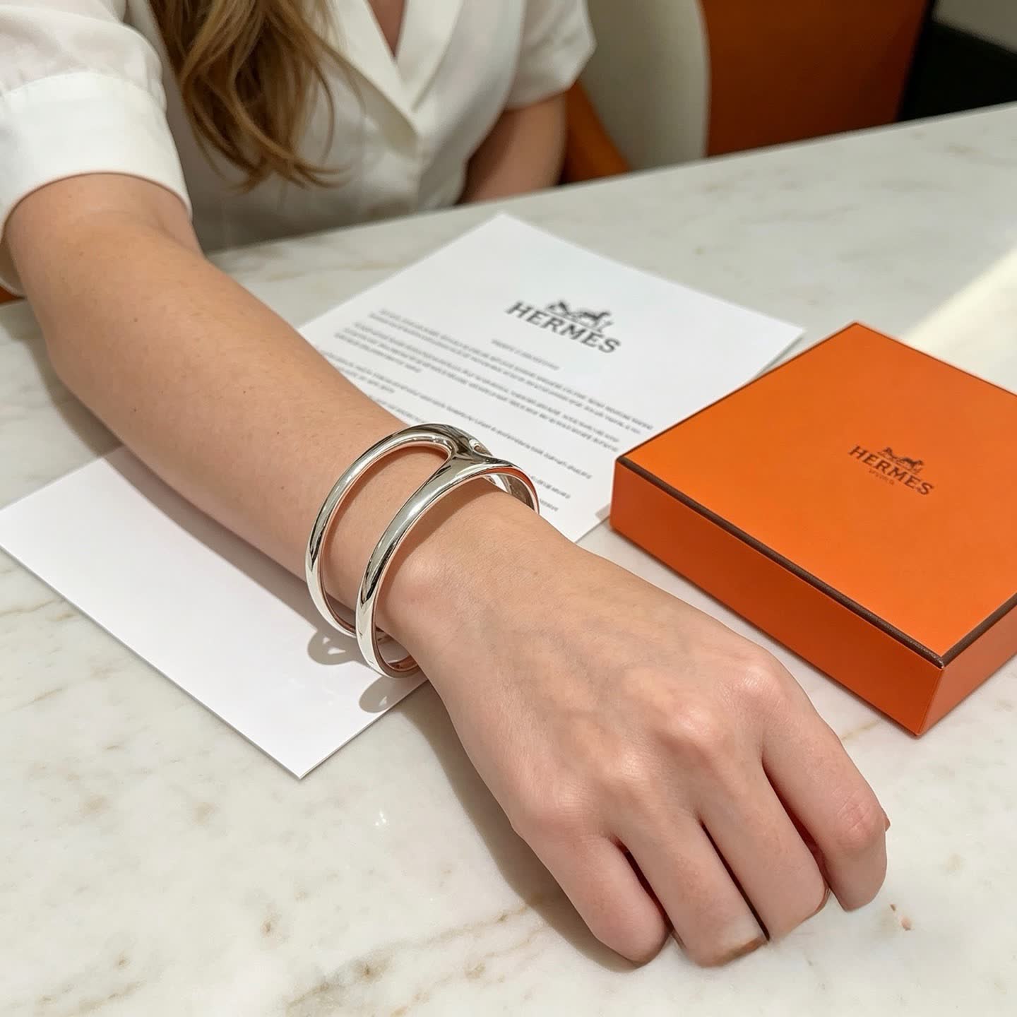 Hermes Hermès Silver Cuff Bracelet