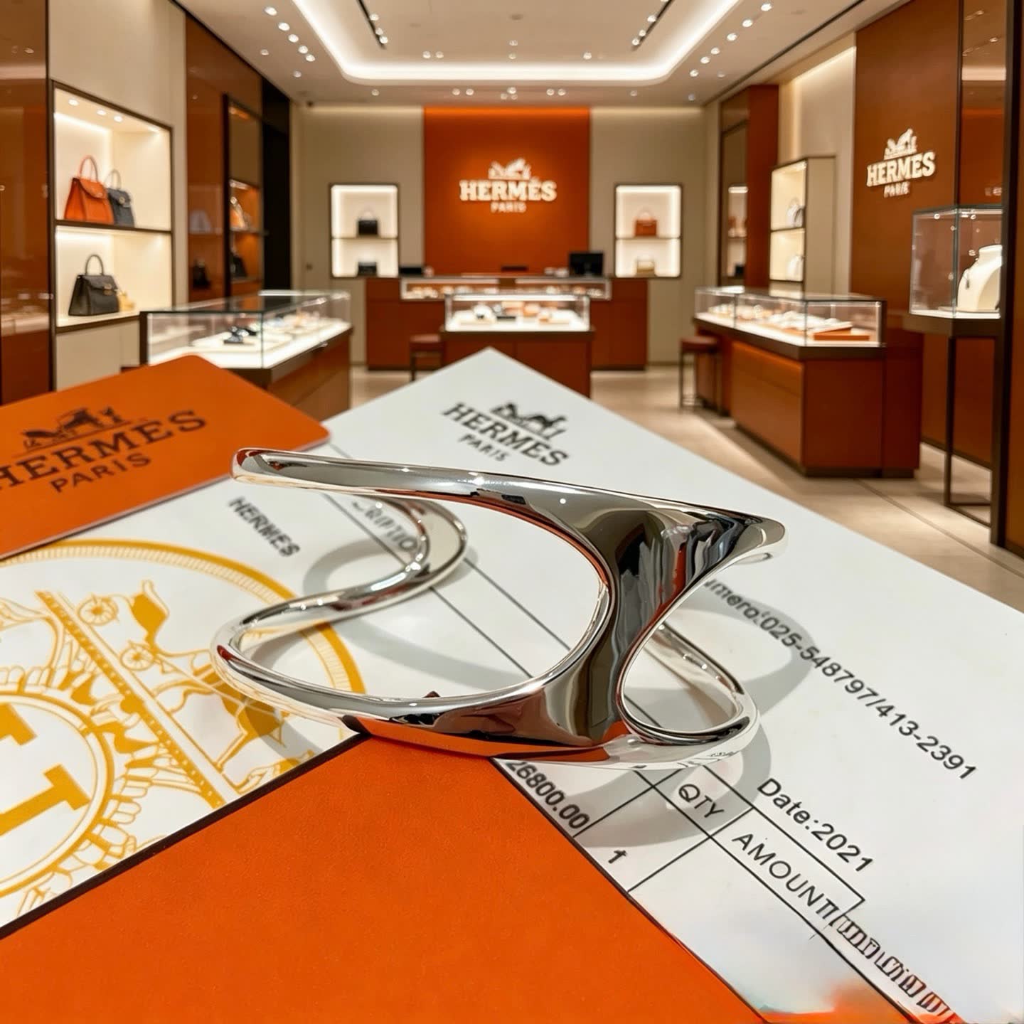 Hermes Hermès Silver Cuff Bracelet