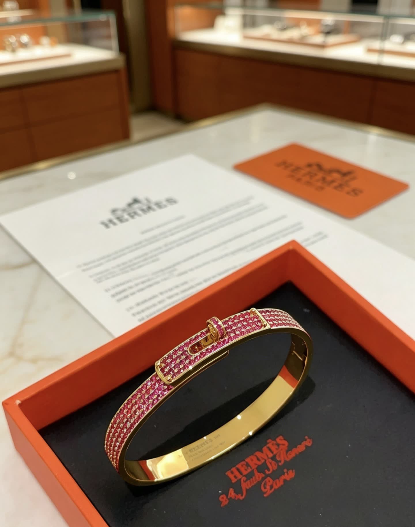 Hermes Hermès Gold and Pink Diamond Bracelet Hermes Hermès Gold and Pink Diamond Bracelet