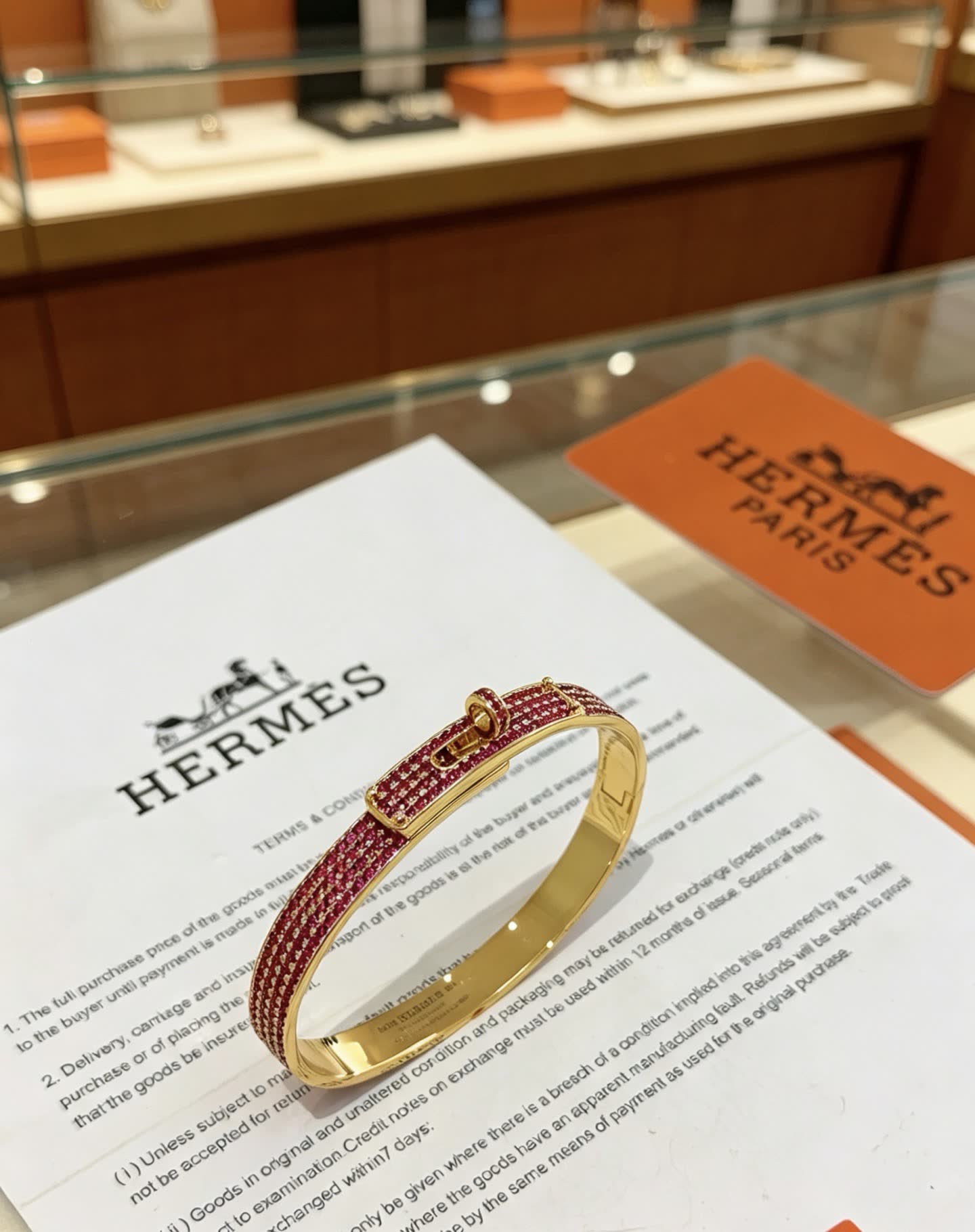 Hermes Hermès Gold and Pink Diamond Bracelet