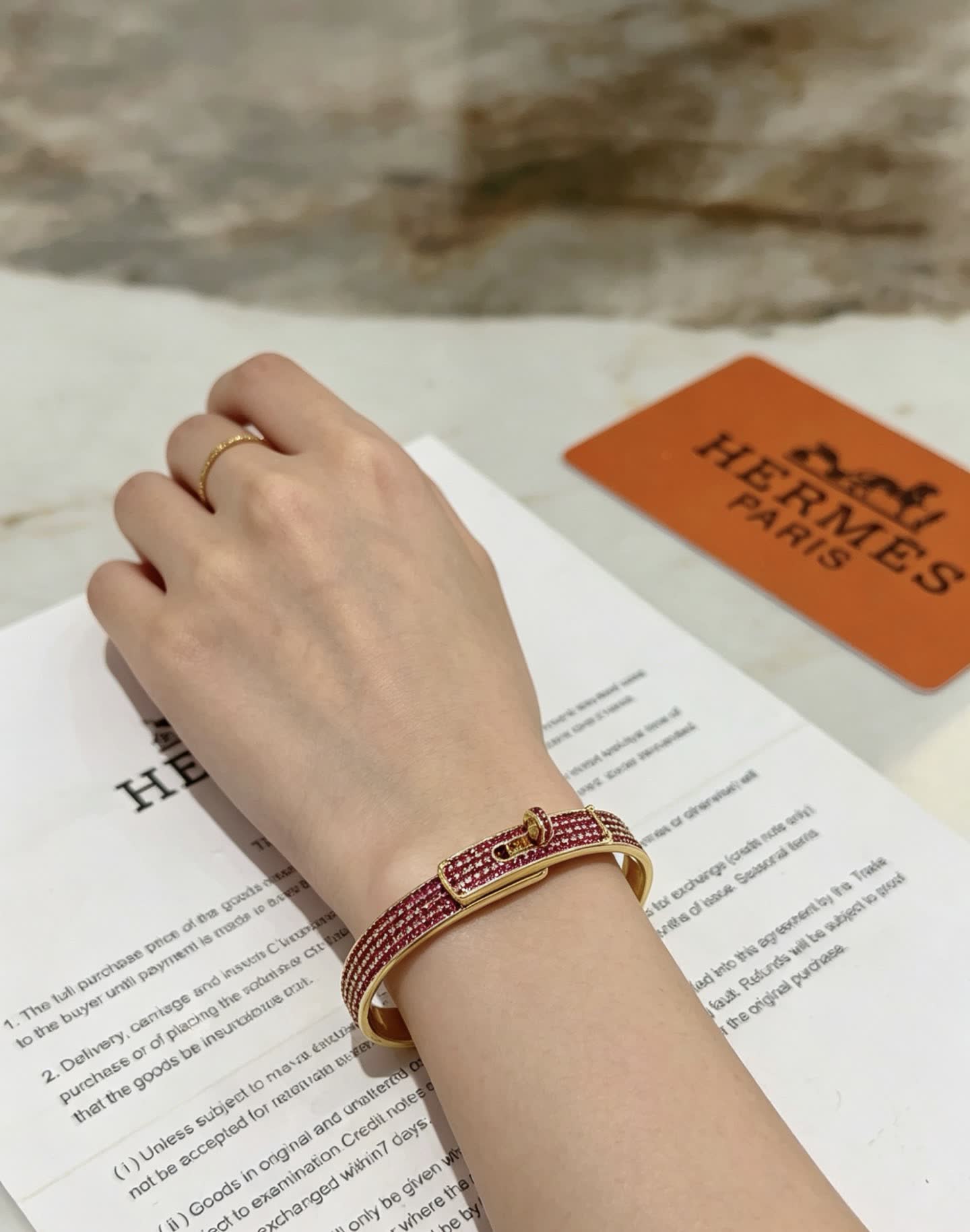 Hermes Hermès Gold and Pink Diamond Bracelet