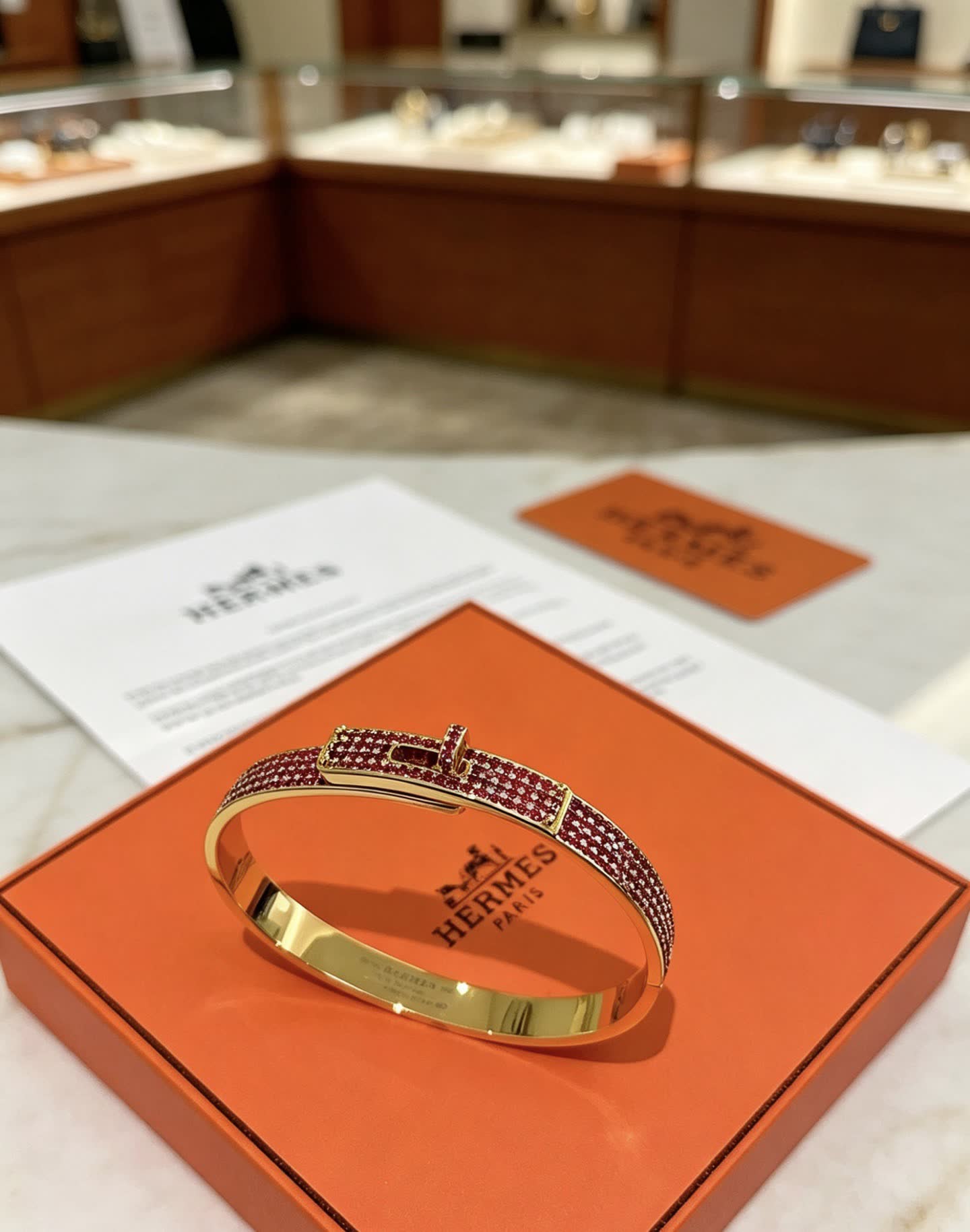 Hermes Hermès Gold and Pink Diamond Bracelet