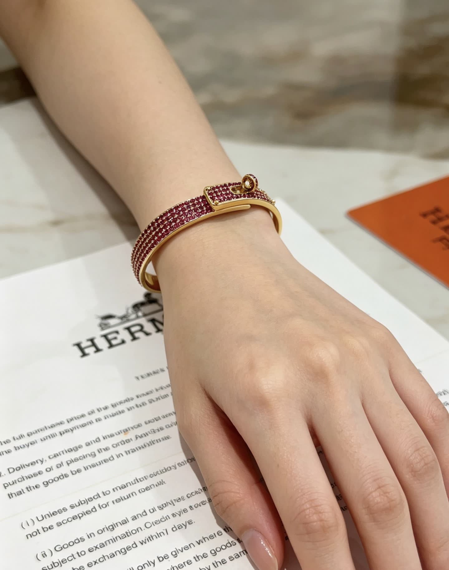Hermes Hermès Gold and Pink Diamond Bracelet