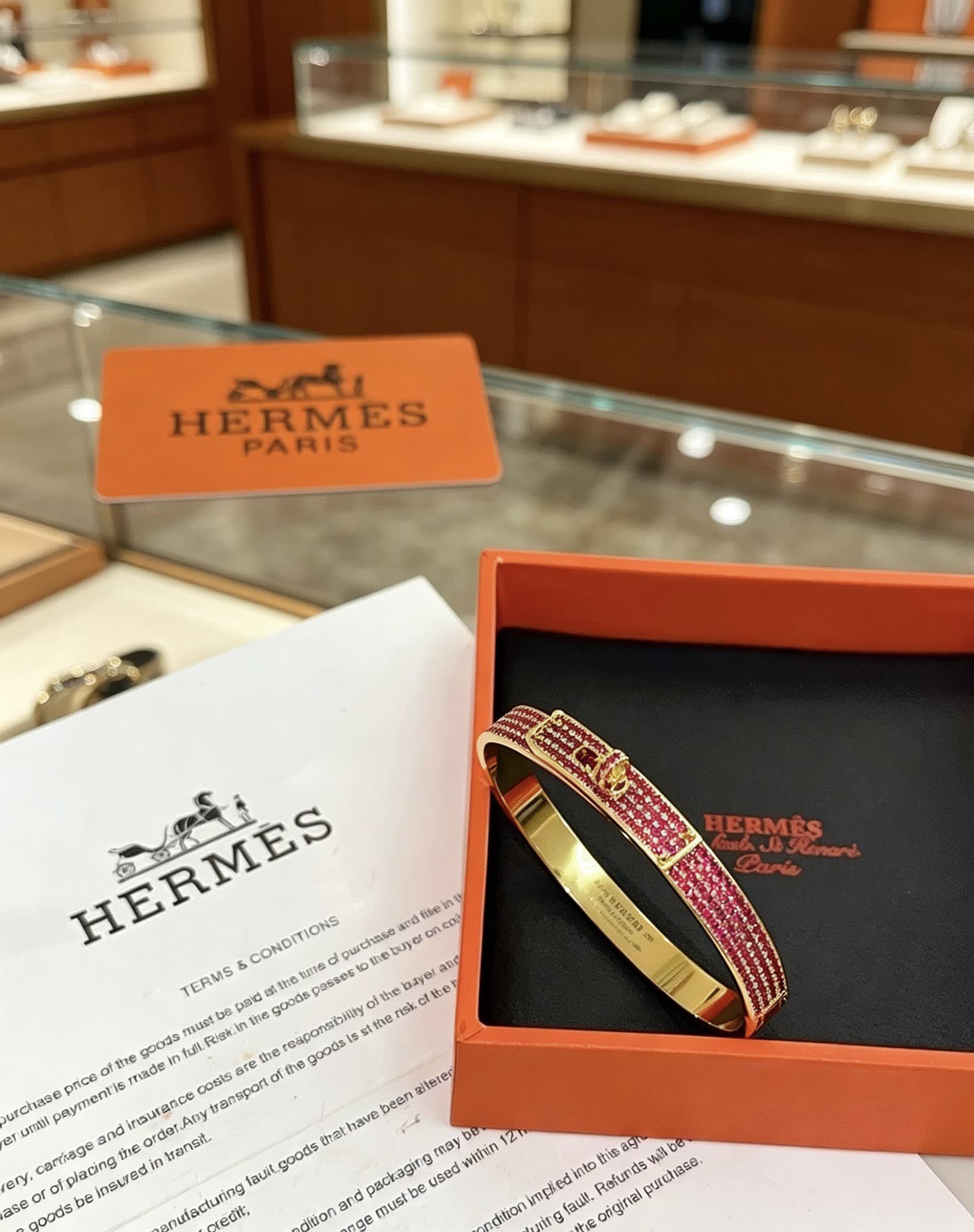 Hermes Hermès Gold and Pink Diamond Bracelet