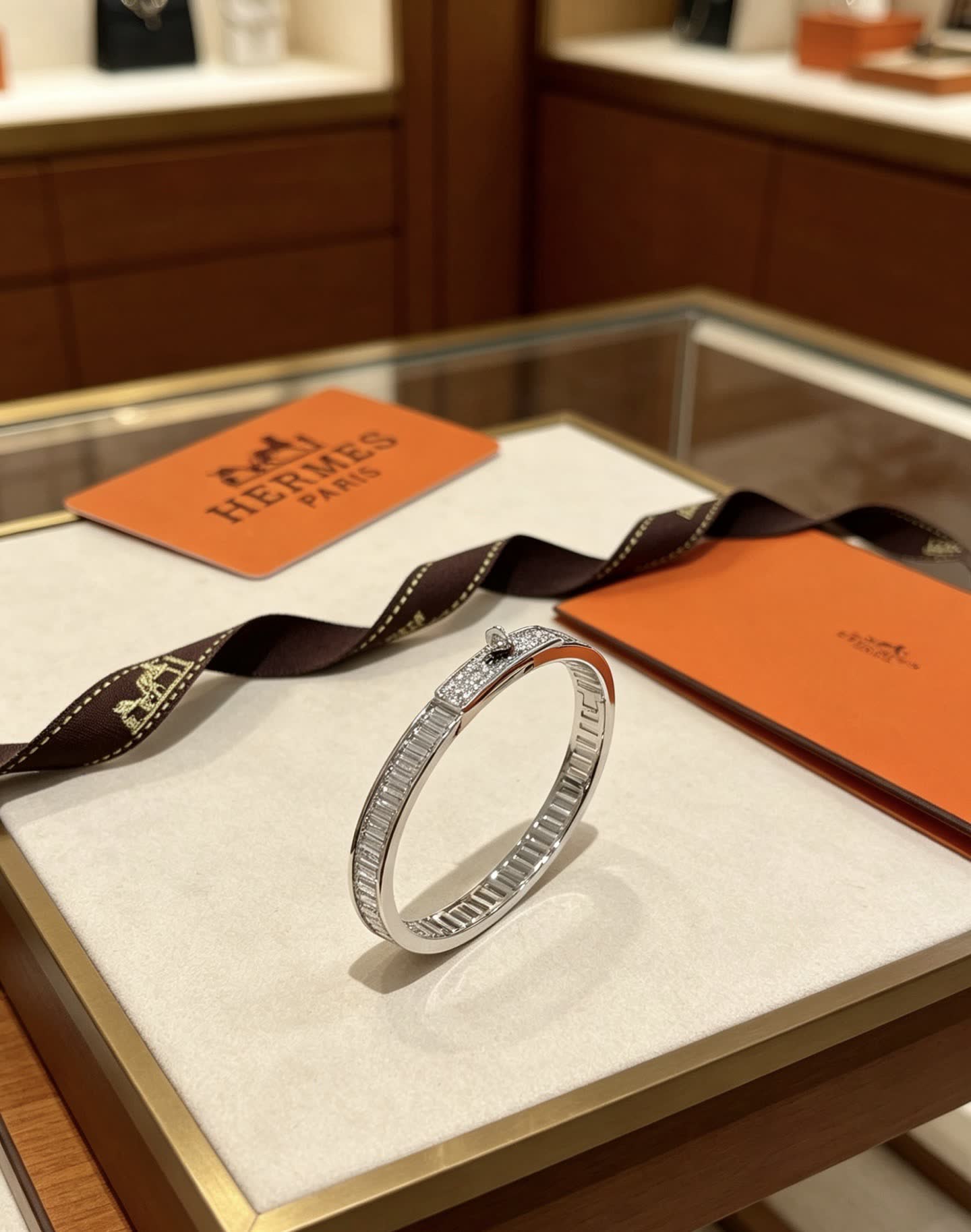 Hermès Diamond-Encrusted Bangle Bracelet Hermès Diamond-Encrusted Bangle Bracelet