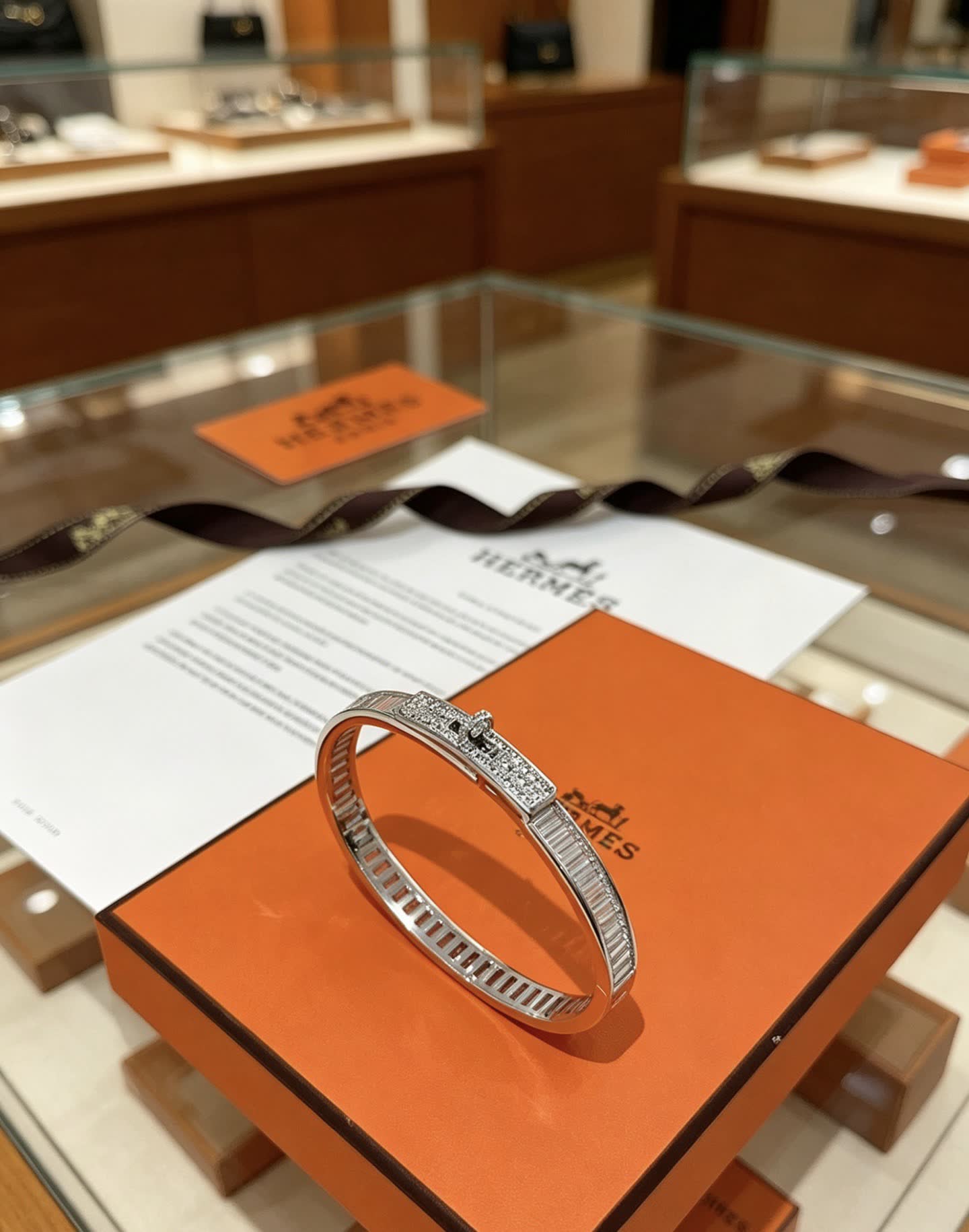Hermès Diamond-Encrusted Bangle Bracelet