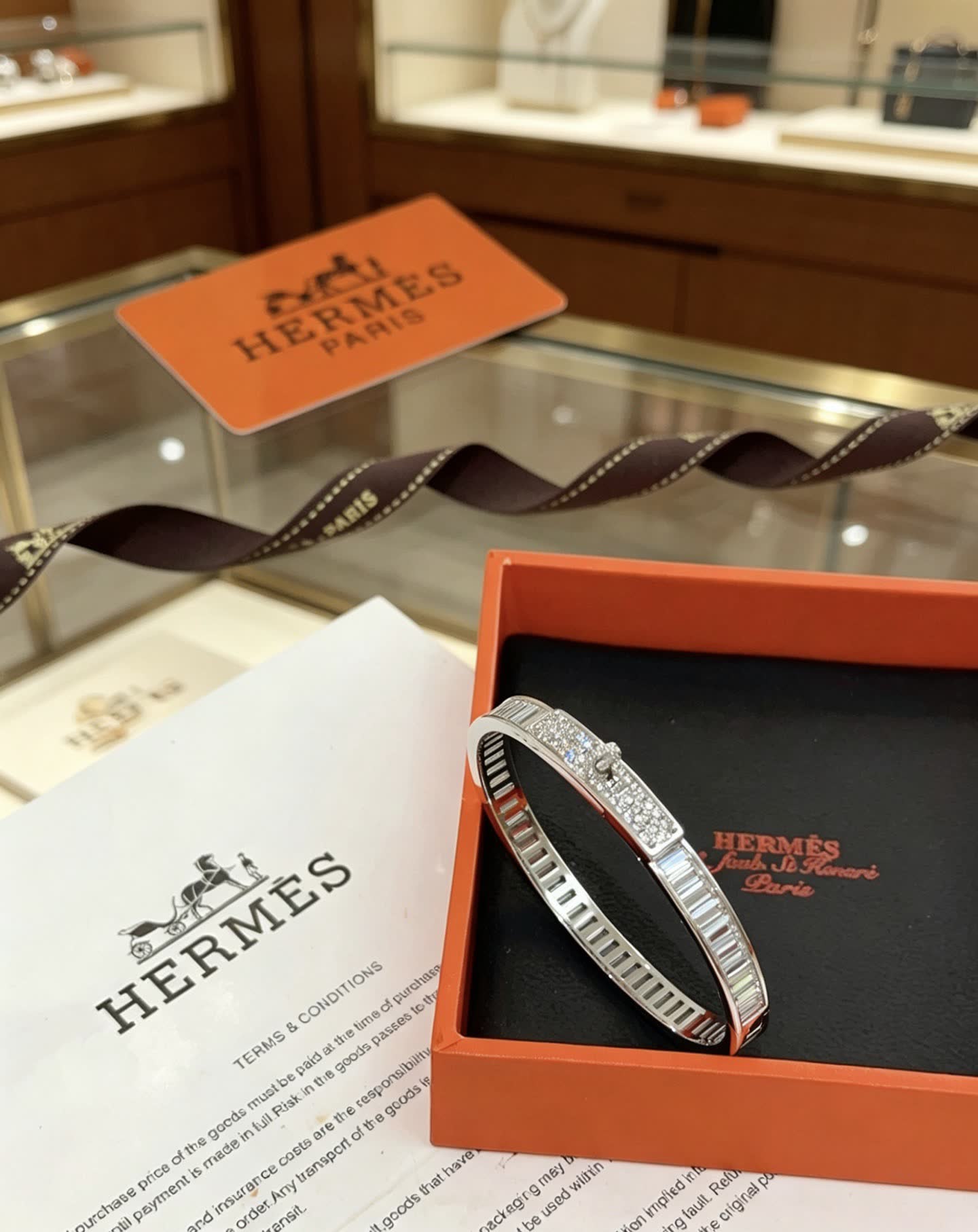 Hermès Diamond-Encrusted Bangle Bracelet