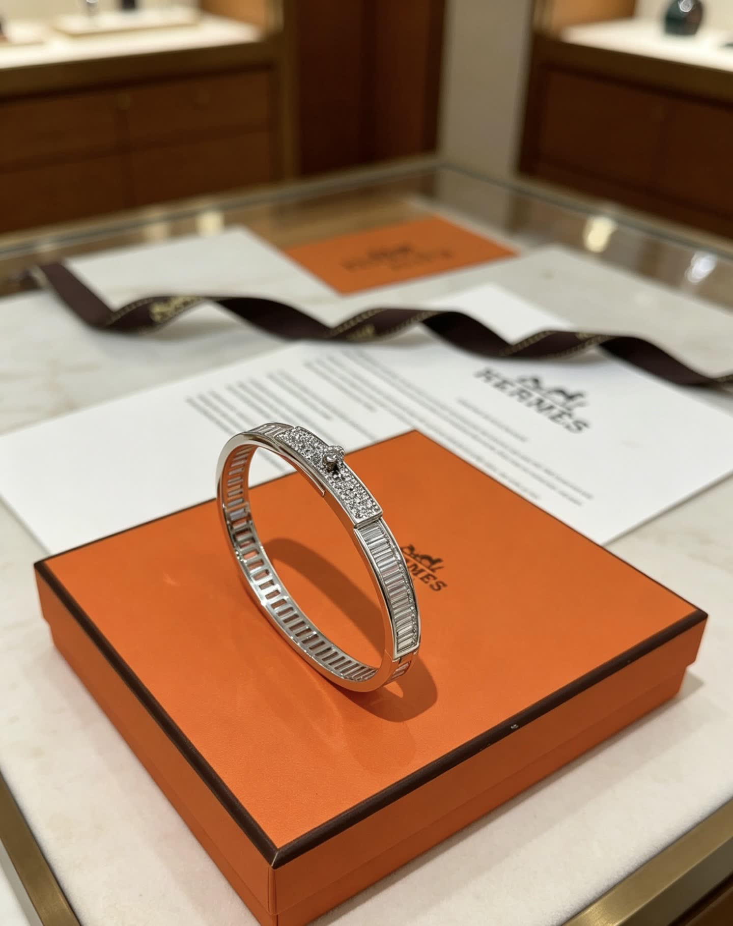Hermès Diamond-Encrusted Bangle Bracelet