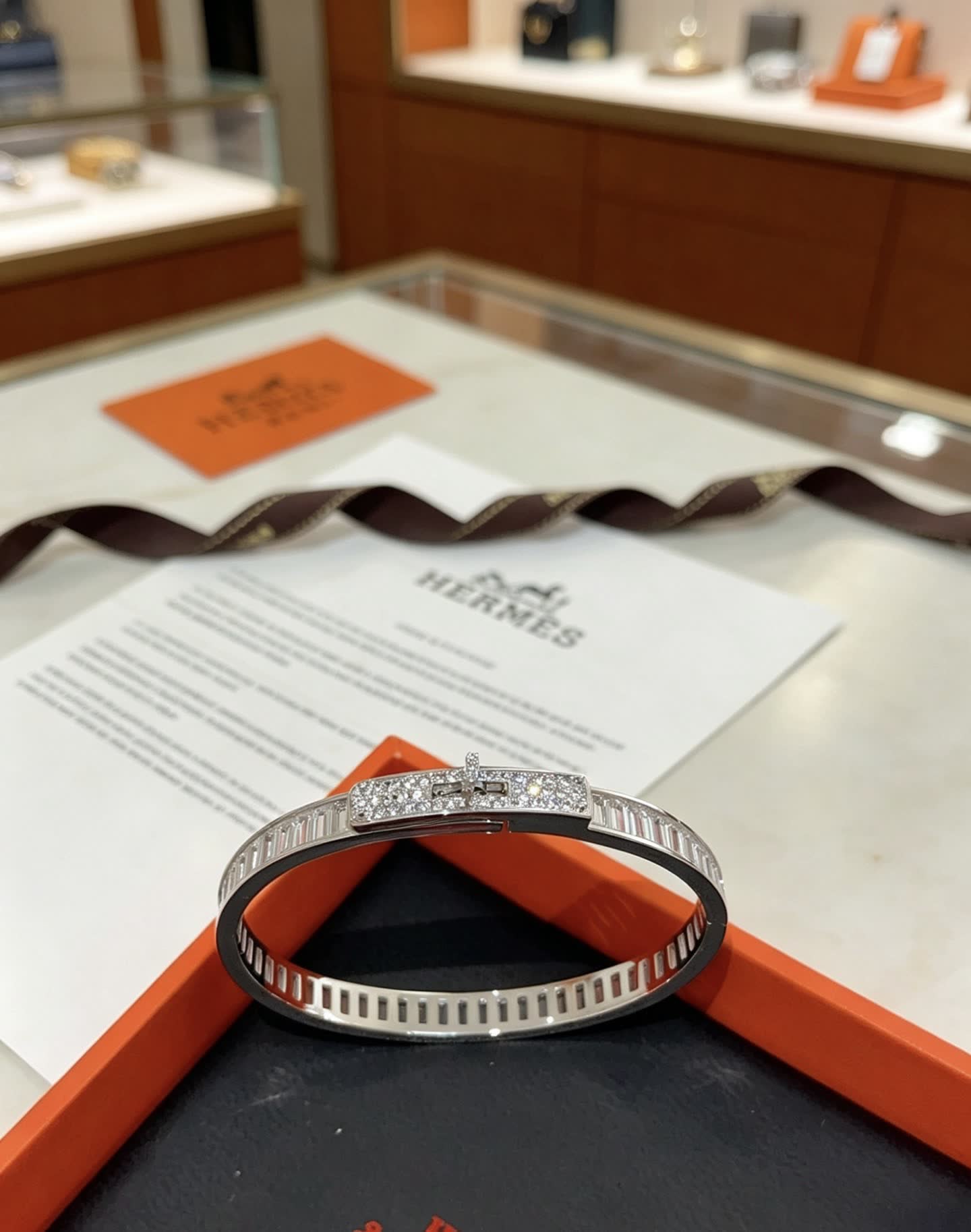 Hermès Diamond-Encrusted Bangle Bracelet