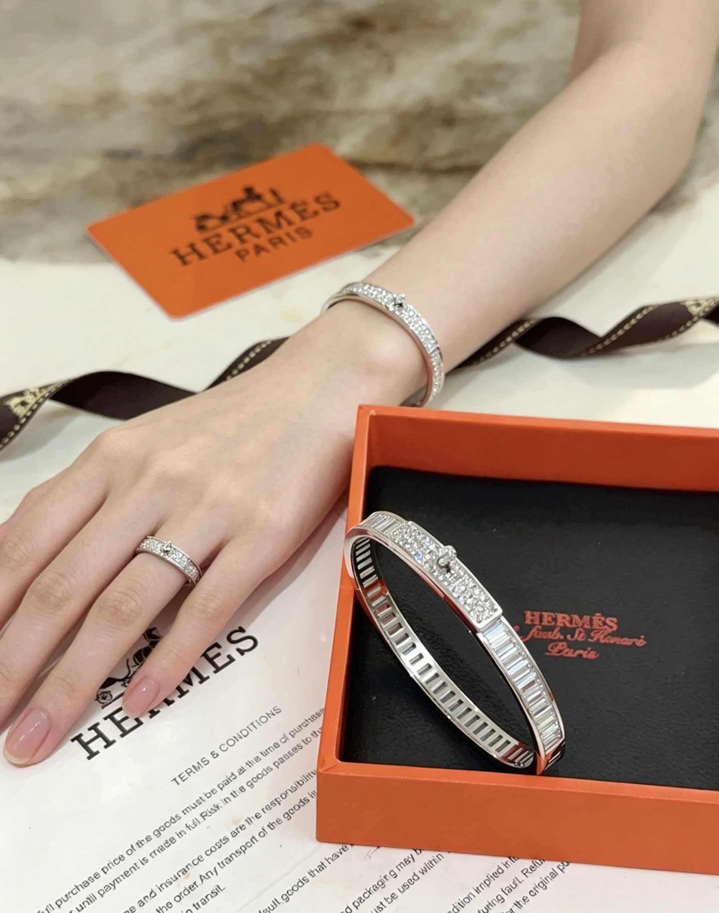 Hermès Diamond-Encrusted Bangle Bracelet