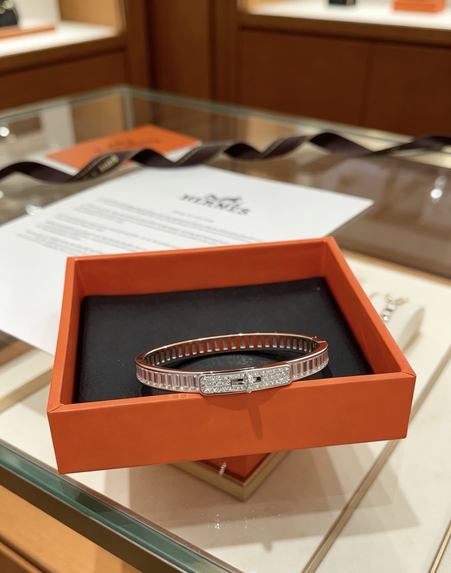 Hermès Diamond-Encrusted Bangle Bracelet