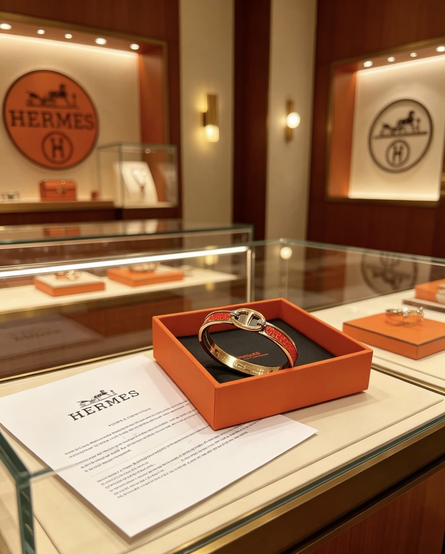 Hermes Hermès Gold and Enamel Bracelet