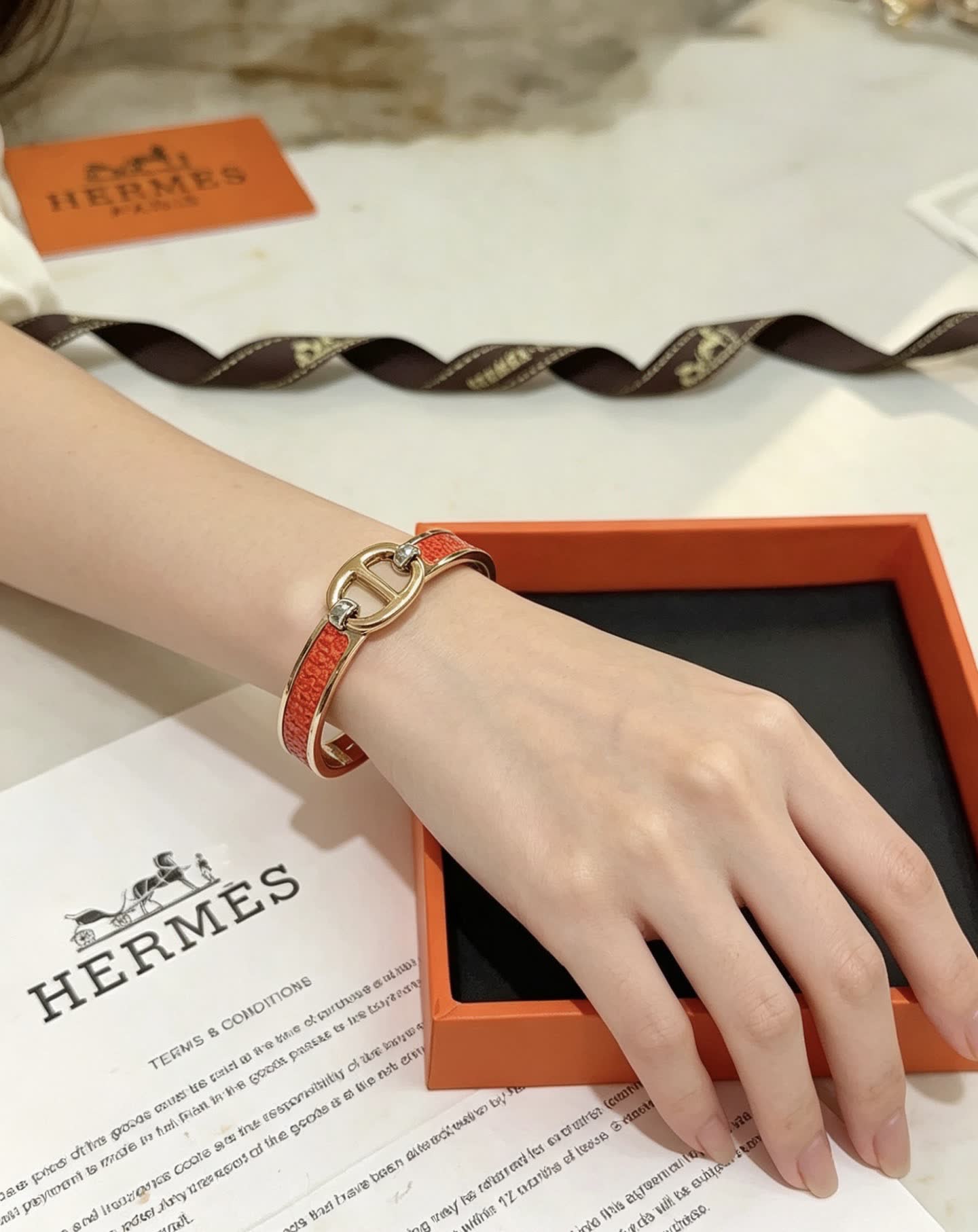 Hermes Hermès Gold and Enamel Bracelet