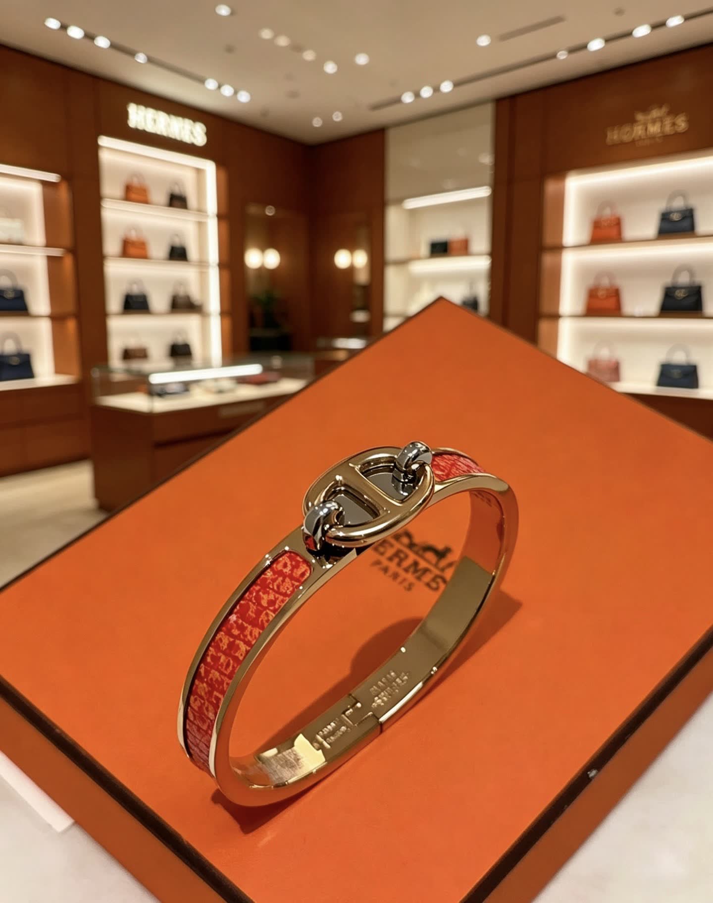 Hermes Hermès Gold and Enamel Bracelet