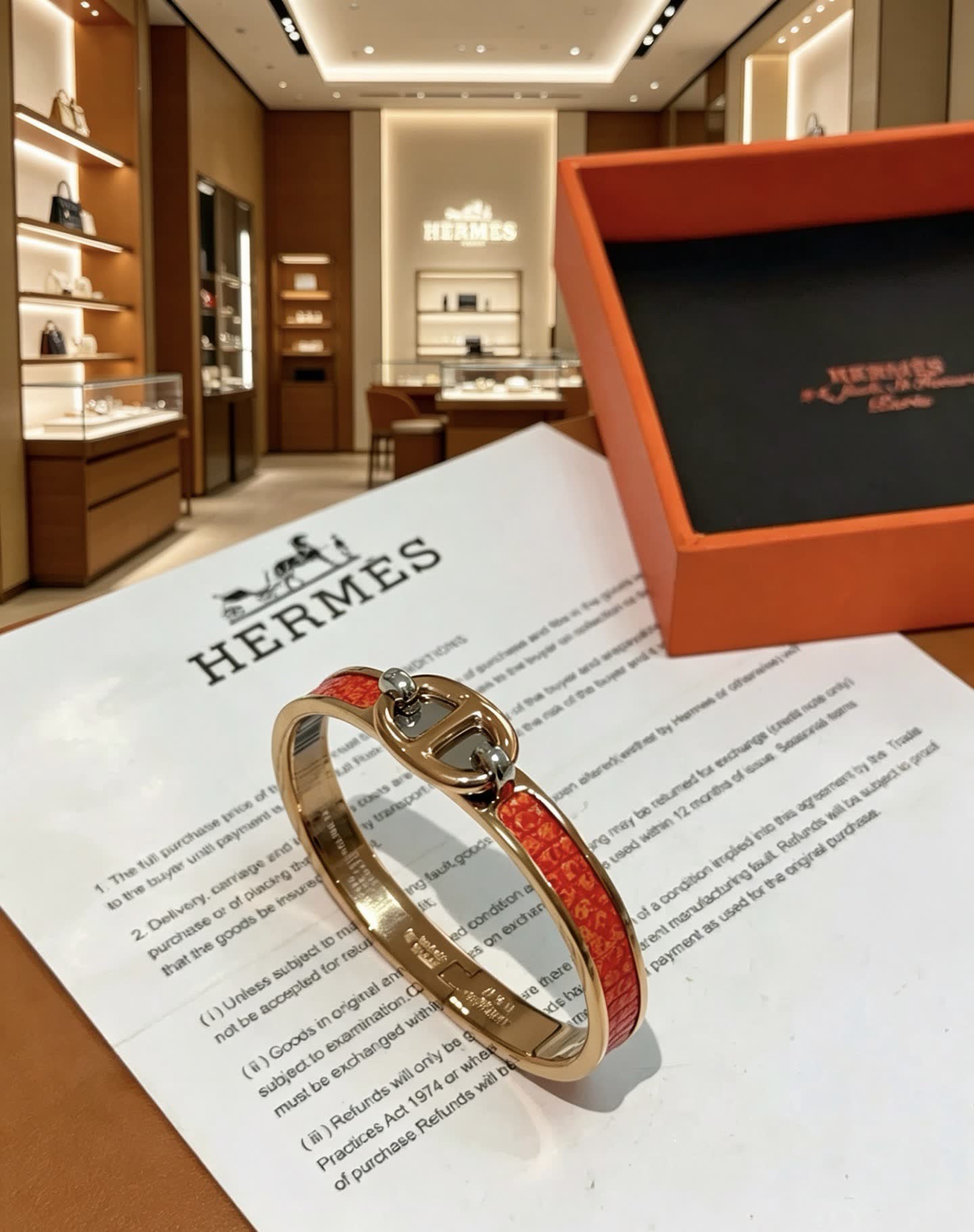 Hermes Hermès Gold and Enamel Bracelet