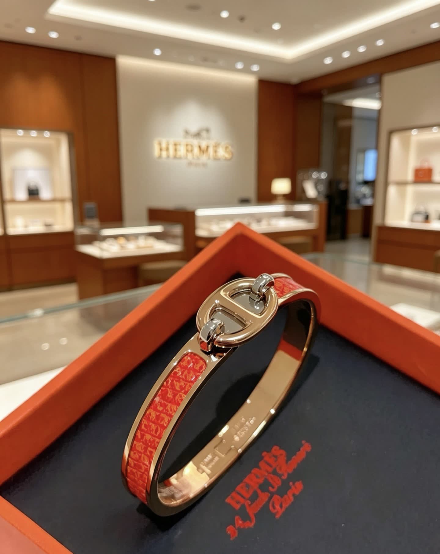 Hermes Hermès Gold and Enamel Bracelet