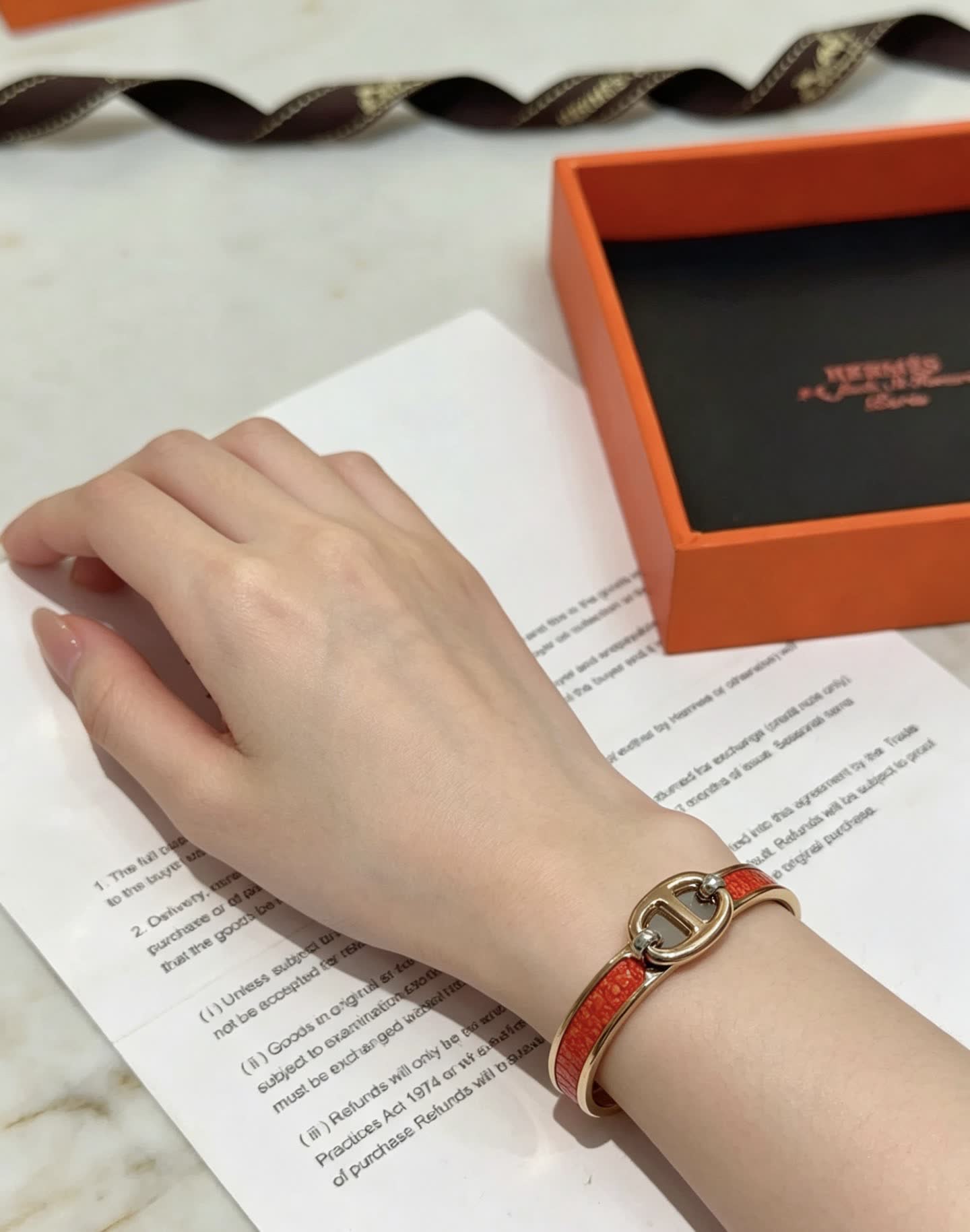 Hermes Hermès Gold and Enamel Bracelet