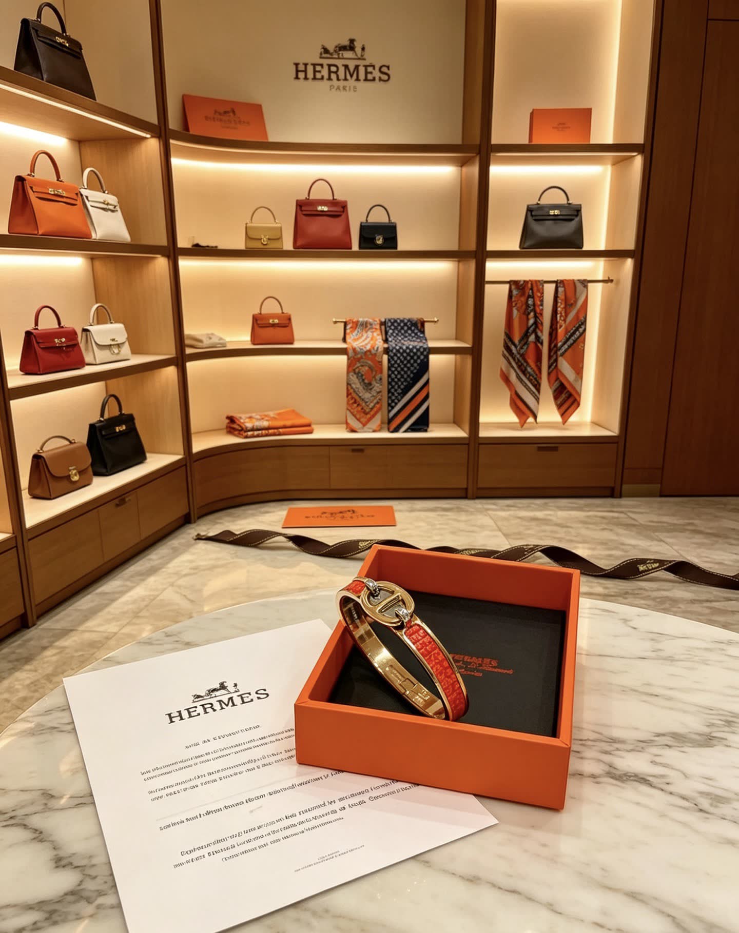 Hermes Hermès Gold and Enamel Bracelet