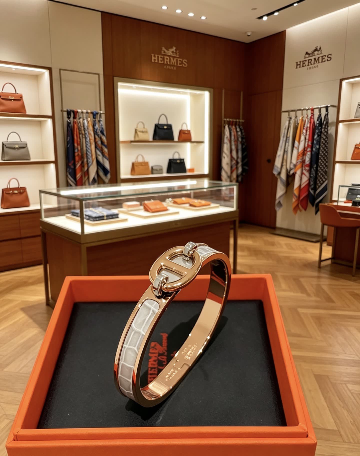 Hermes Hermès Gold and White Leather Bracelet Hermes Hermès Gold and White Leather Bracelet