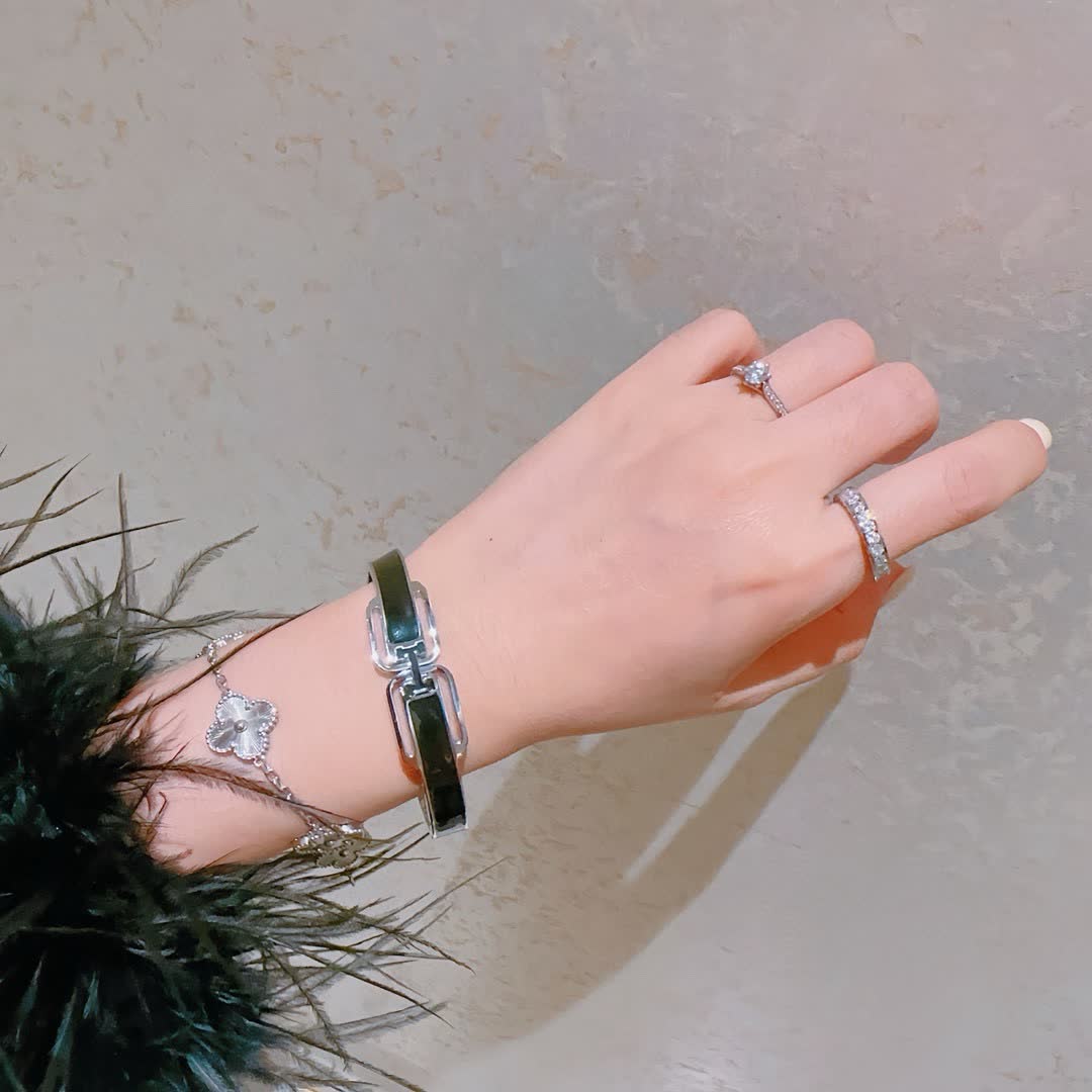 Hermes Hermès Black Enamel H Bracelet