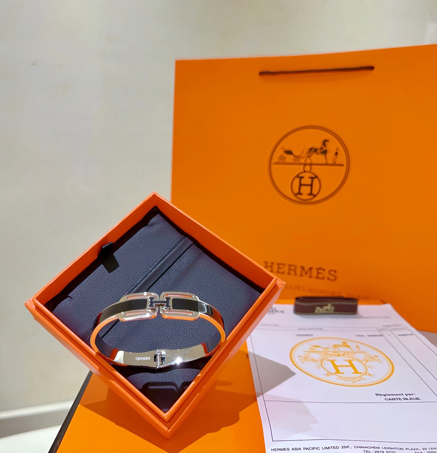 Hermes Hermès Black Enamel H Bracelet