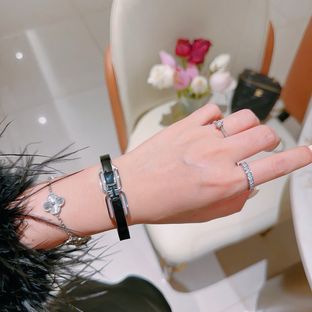 Hermes Hermès Black Enamel H Bracelet