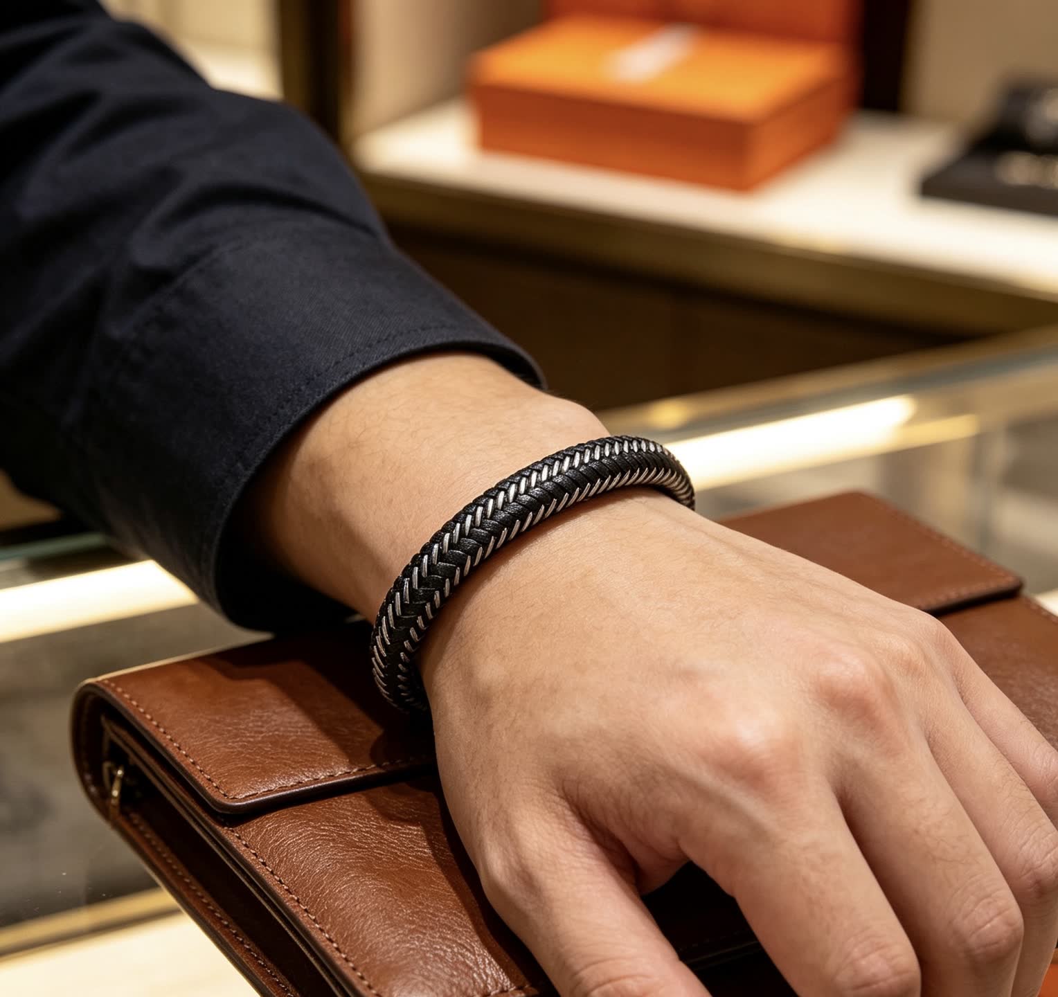 Hermes Hermès Black Leather Bracelet