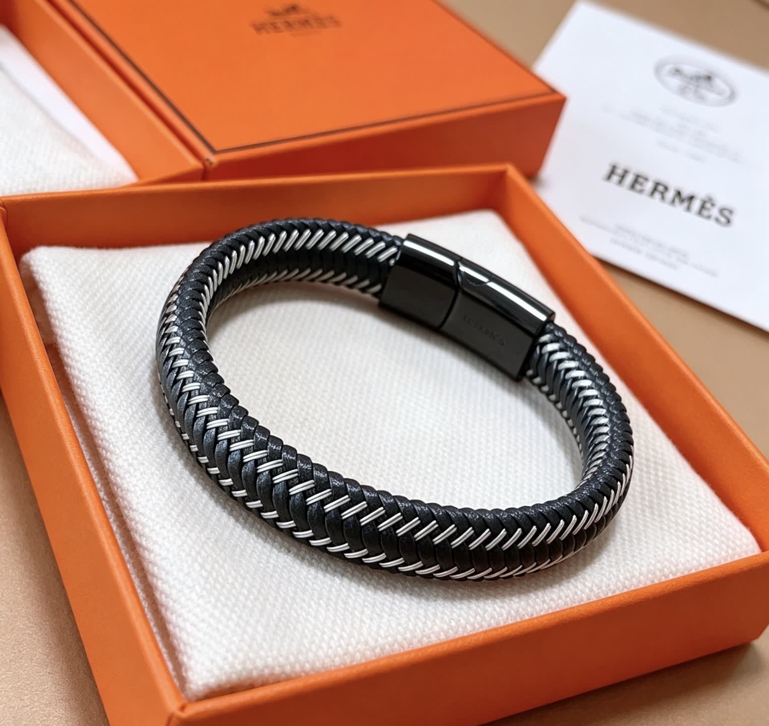 Hermes Hermès Black Leather Bracelet