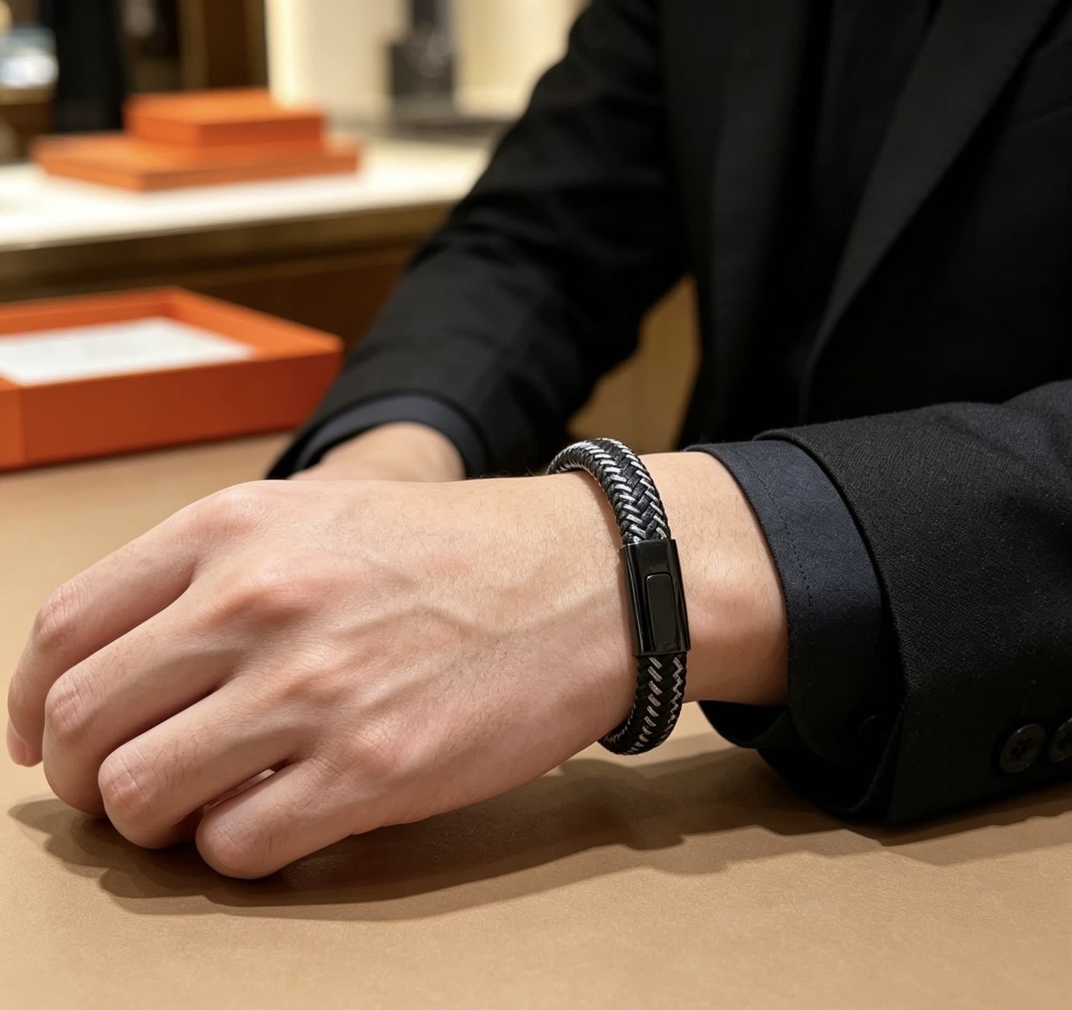Hermes Hermès Black Leather Bracelet