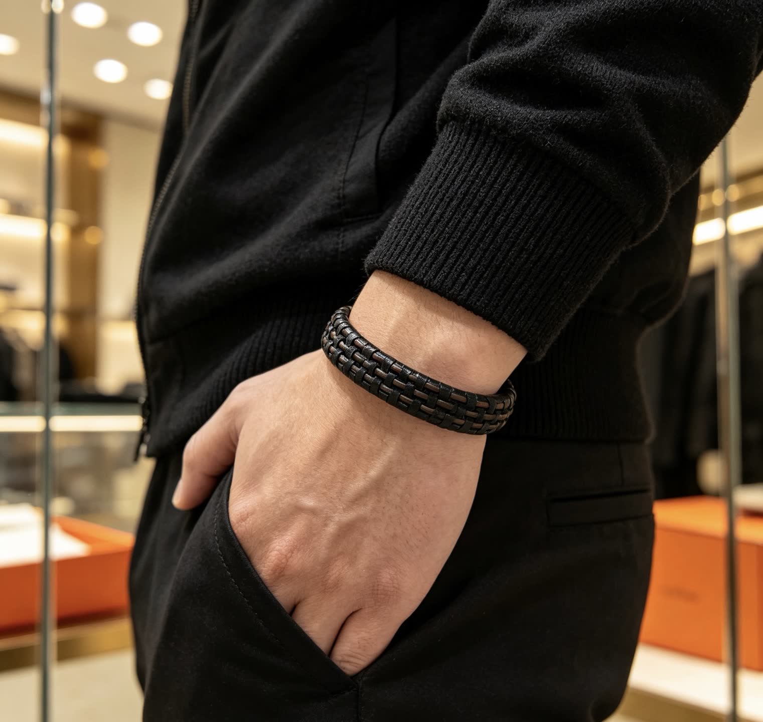 Hermes Hermès Black Leather Bracelet