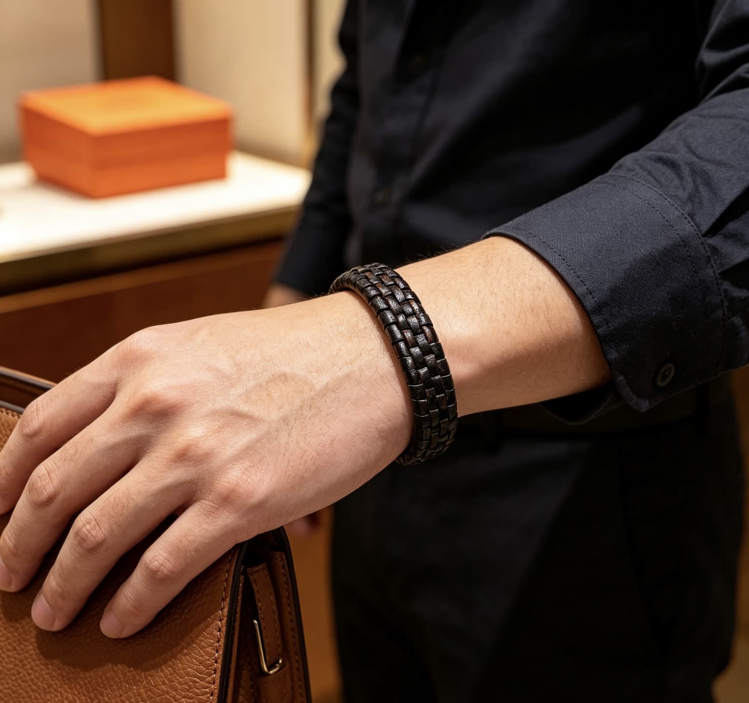 Hermes Hermès Black Leather Bracelet