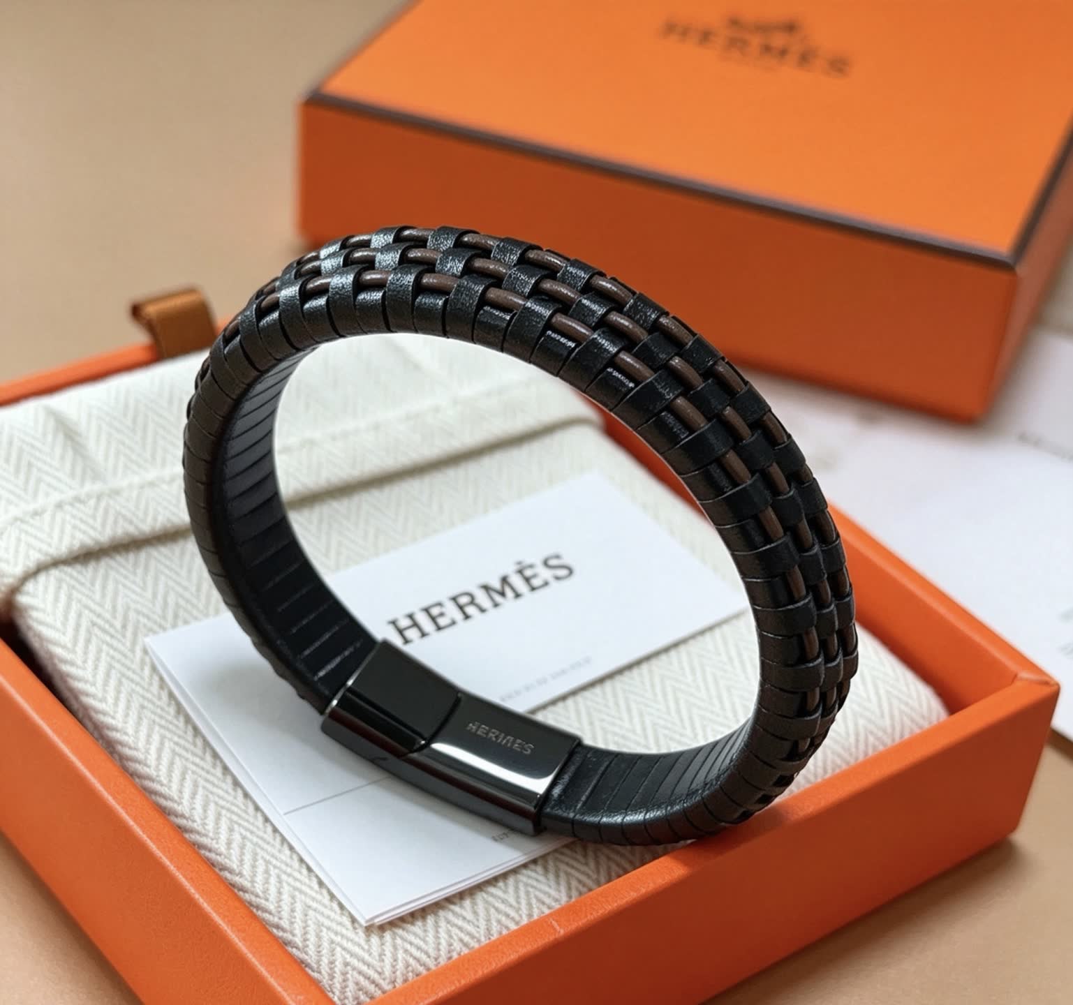 Hermes Hermès Black Leather Bracelet