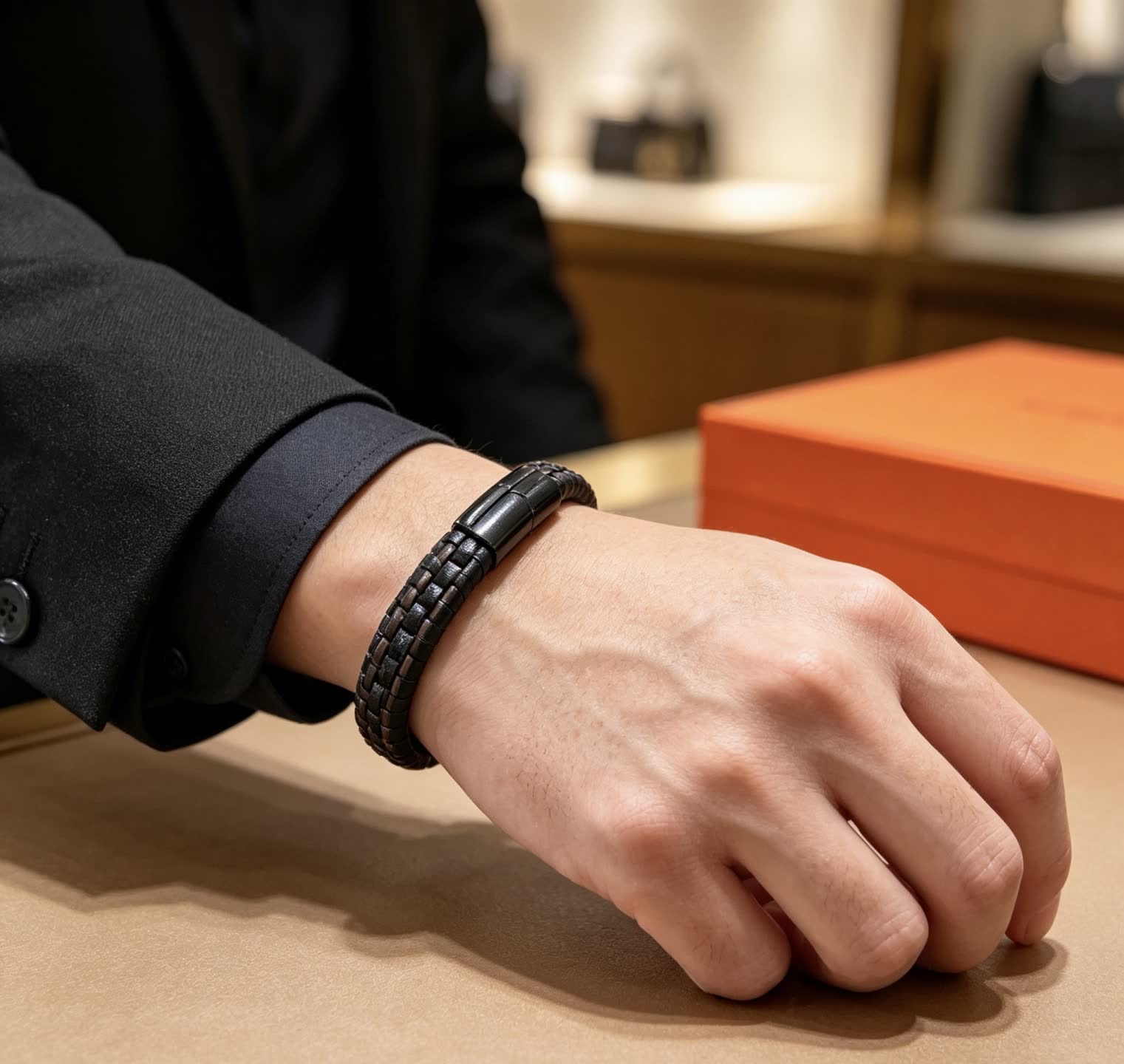 Hermes Hermès Black Leather Bracelet